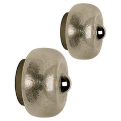 Blown Glass and Chrome Wall Lights, Limburg Glashütte, 1960s