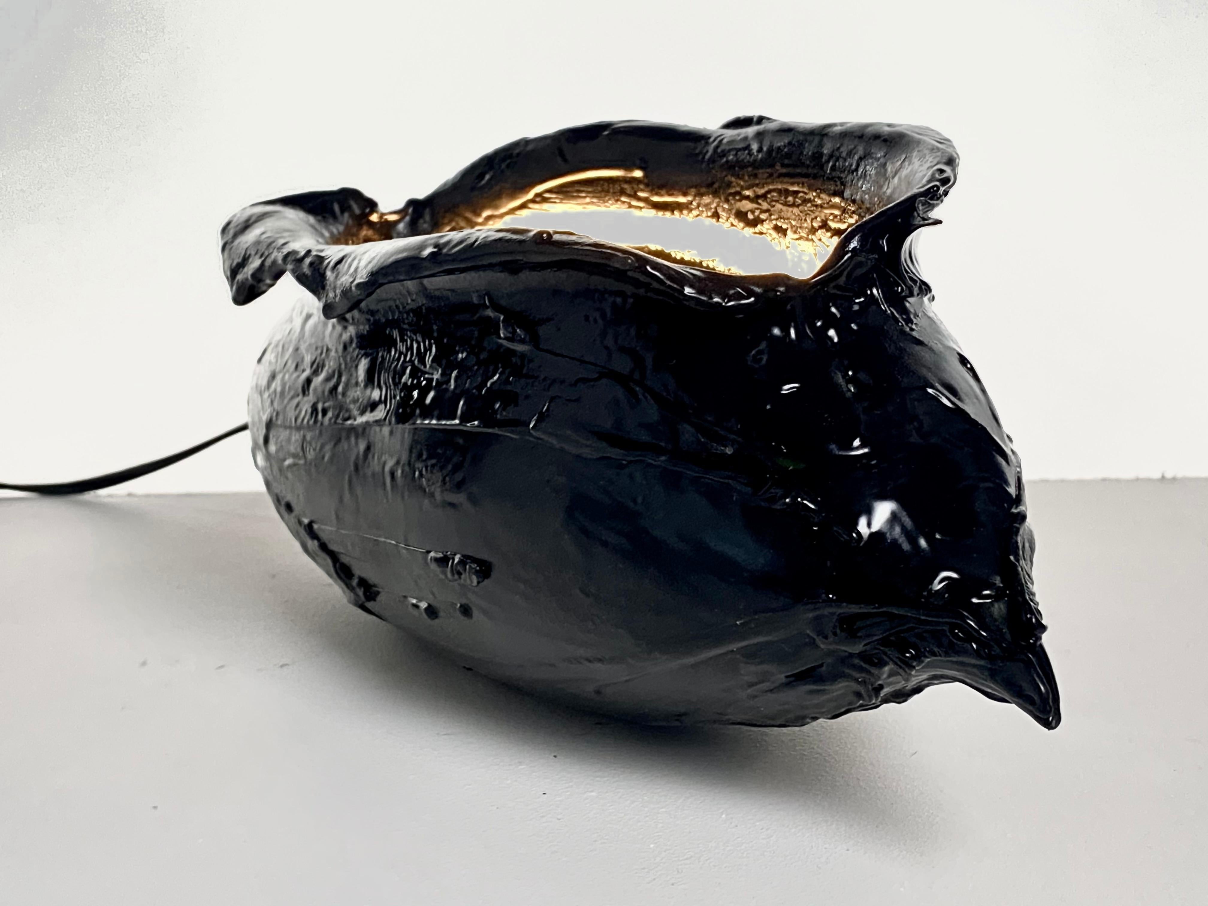 Blown Glass Black Rubber Pendent or Table Light, 21st Century by Mattia Biagi For Sale 5
