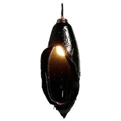 Blown Glass Black Rubber Pendent or Table Light, 21st Century by Mattia Biagi