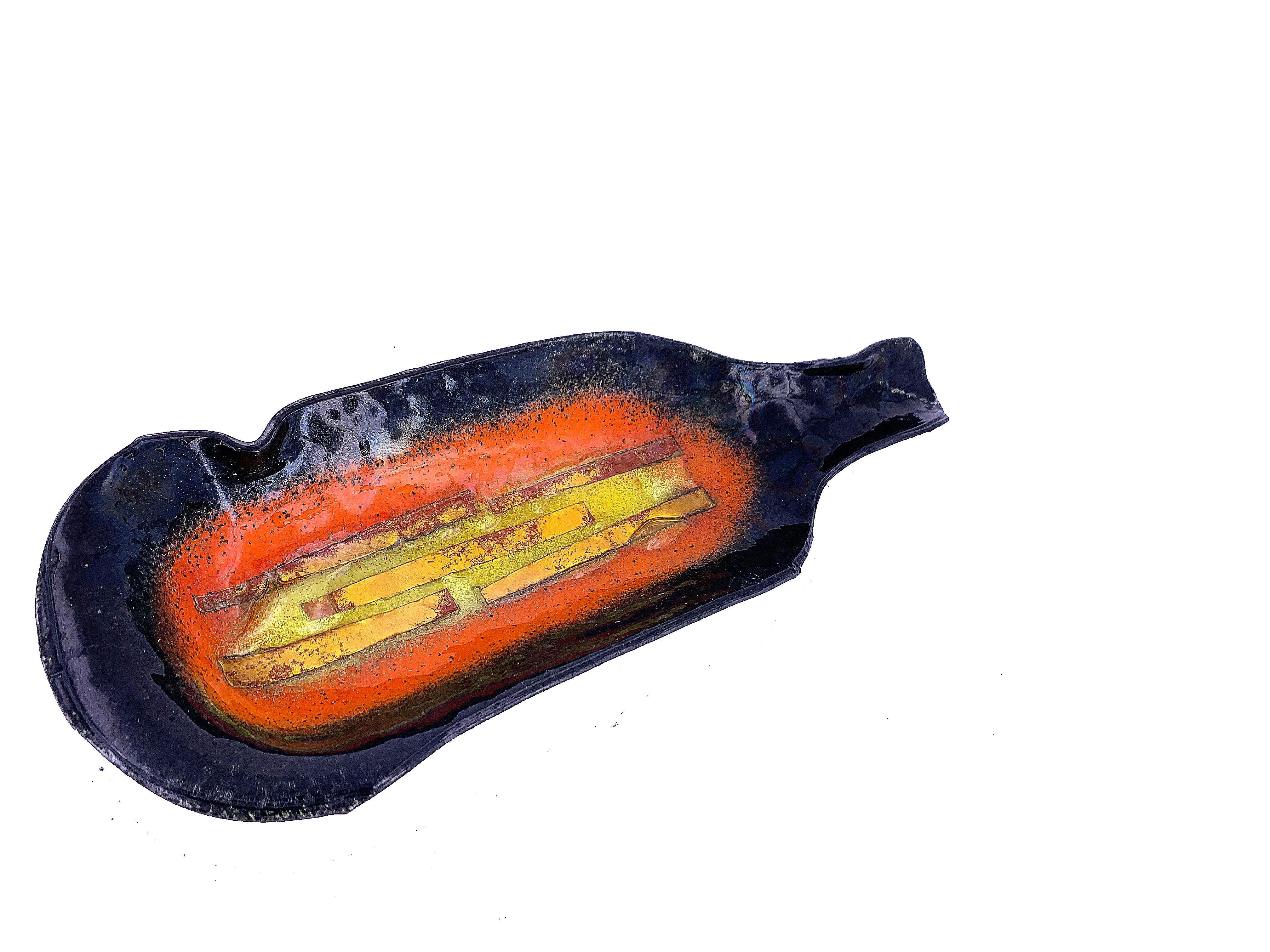 20th Century Blown Glass Bottle Shaped Low Dish For Sale