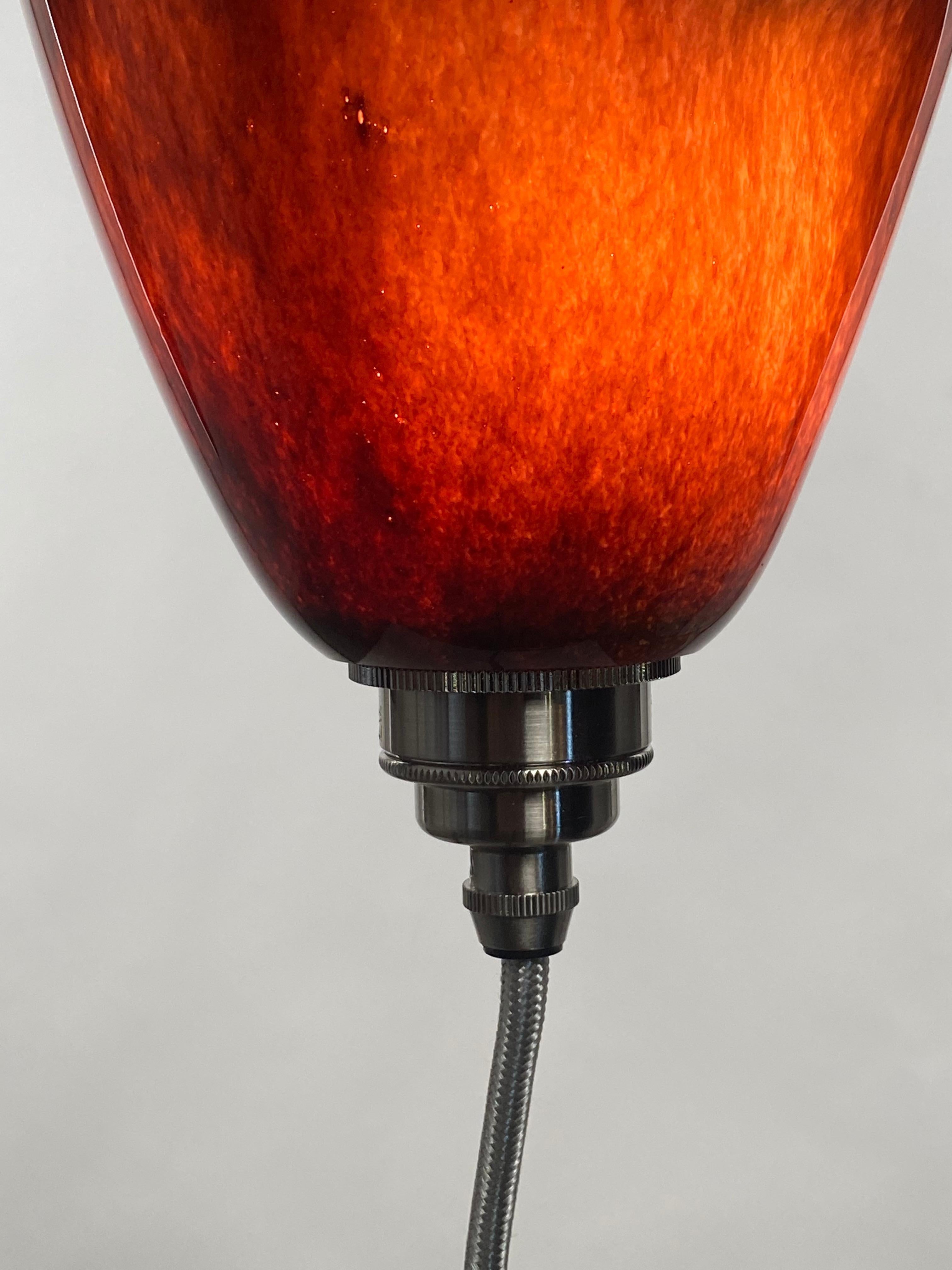 Blown Glass Brown Orange Lamp Pendent Light, 21st Century by Mattia Biagi In New Condition For Sale In Culver City, CA