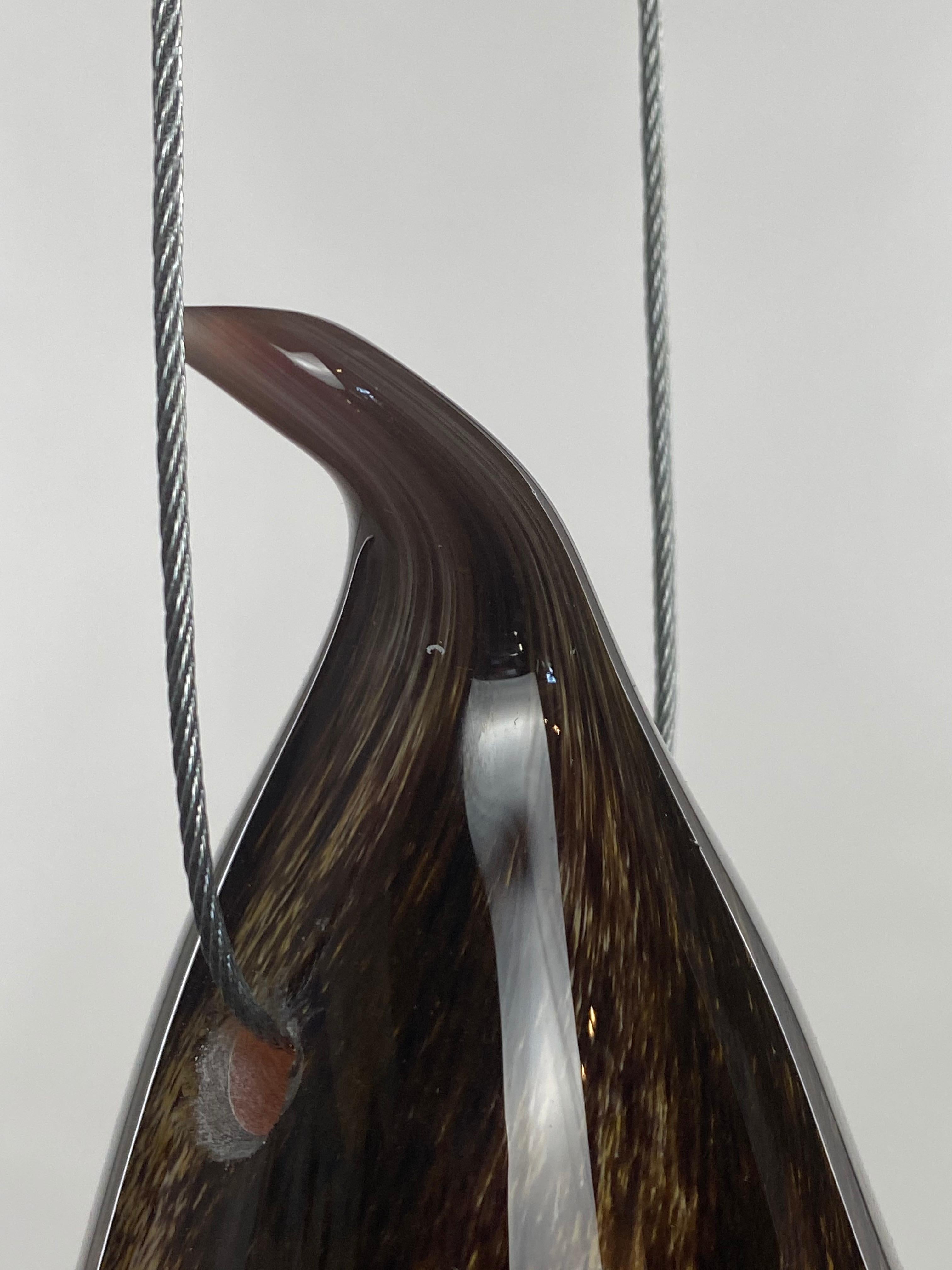 Lampe à suspension en verre soufflé marron et orange, XXIe siècle, Mattia Biagi en vente 1