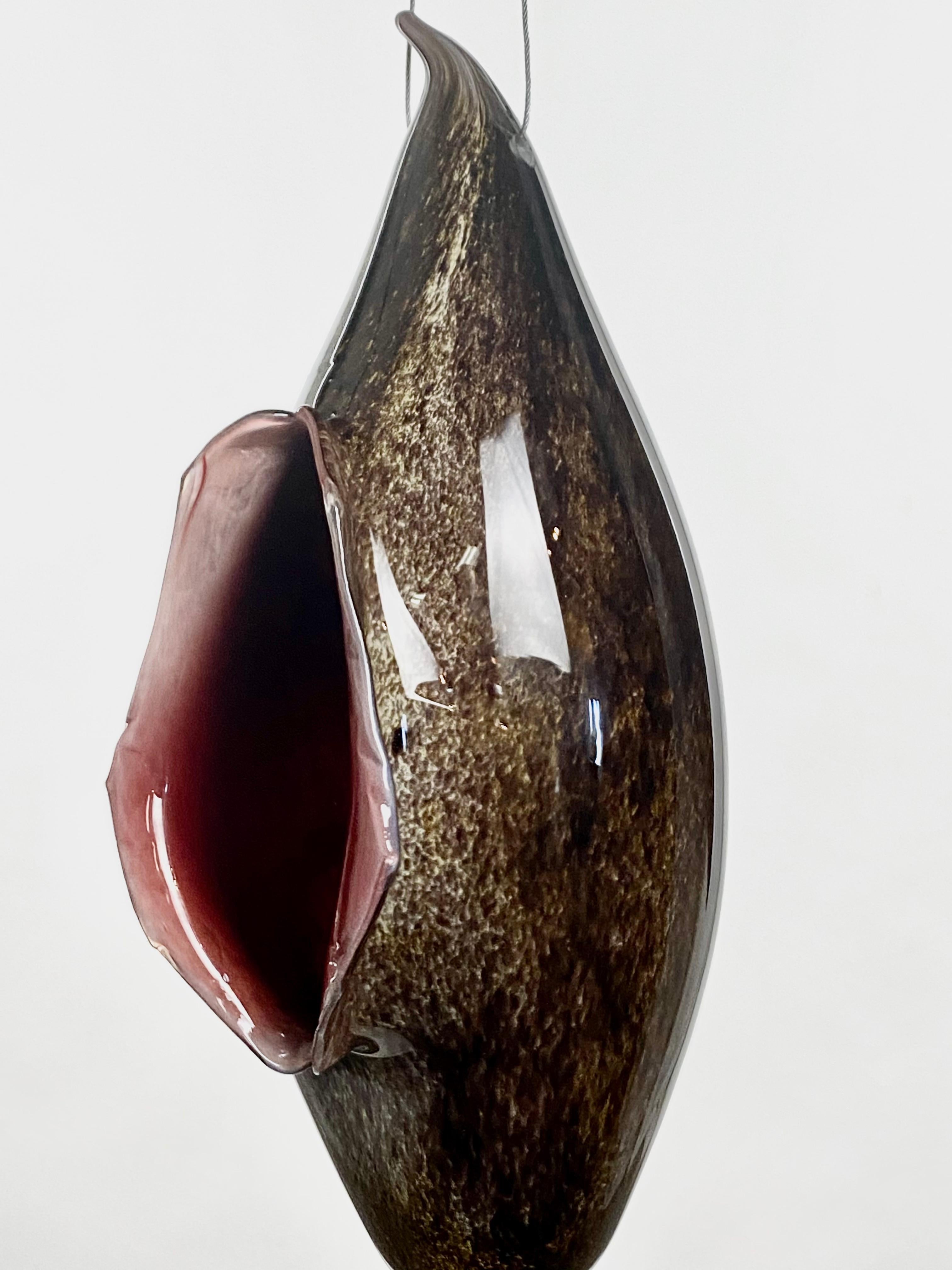 Pendelleuchte aus mundgeblasenem Glas in Braun-Orange, 21. Jahrhundert von Mattia Biagi im Angebot 2