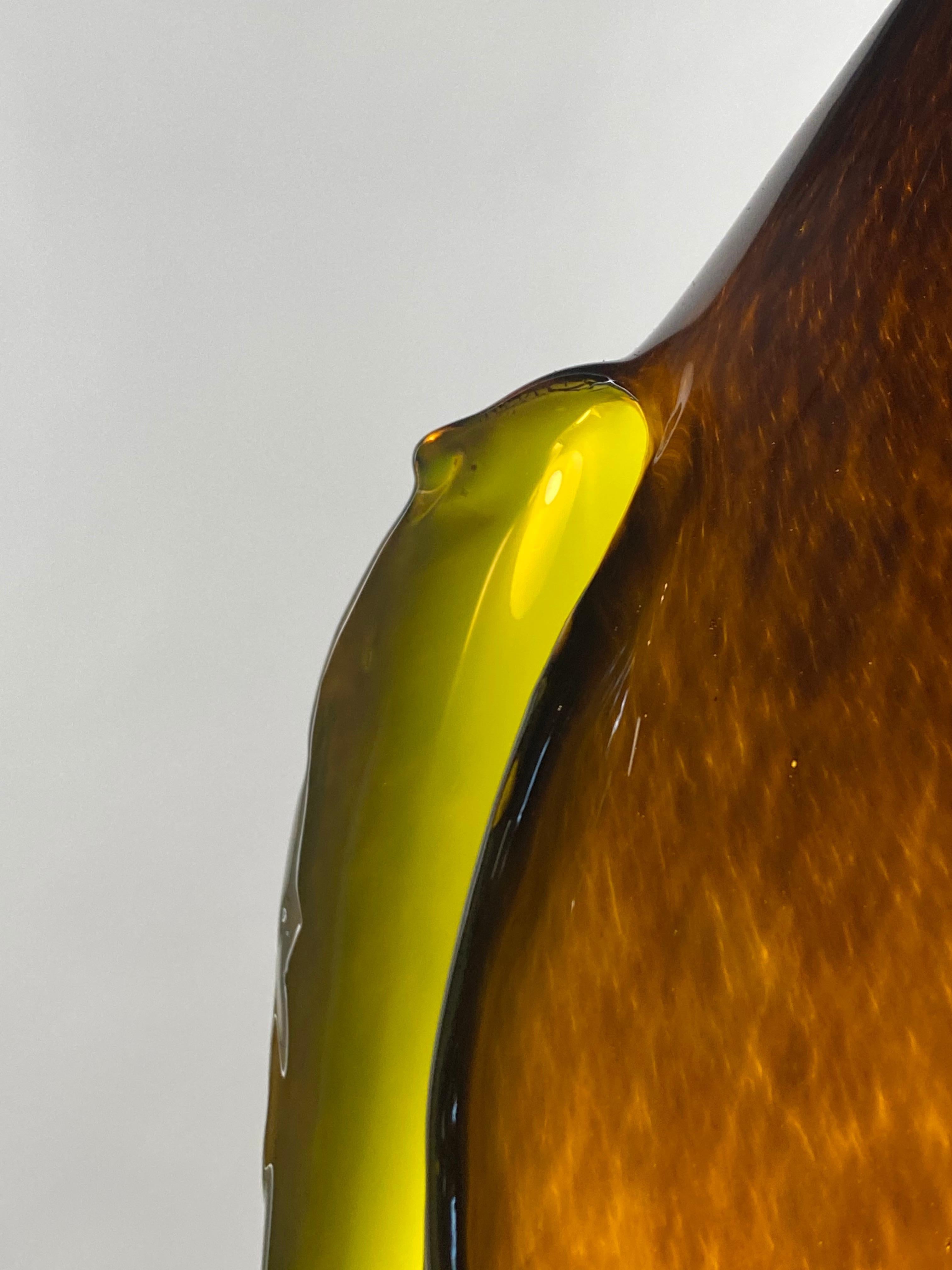XXIe siècle et contemporain Lampe suspendue en verre soufflé marron et vert, XXIe siècle par Mattia Biagi en vente