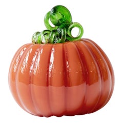 Blown Glass Coral Decorative Pumpkin