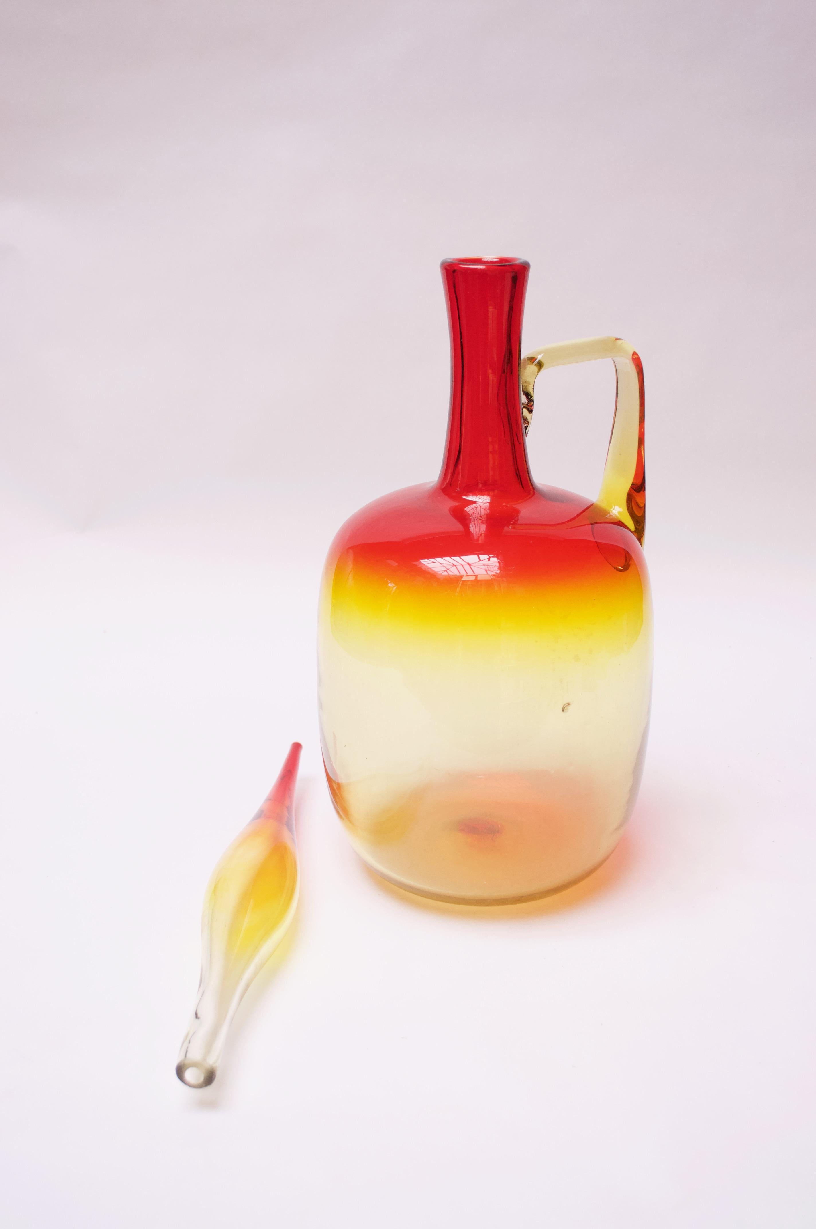 Mid-Century Modern Blown Glass Decanter with 