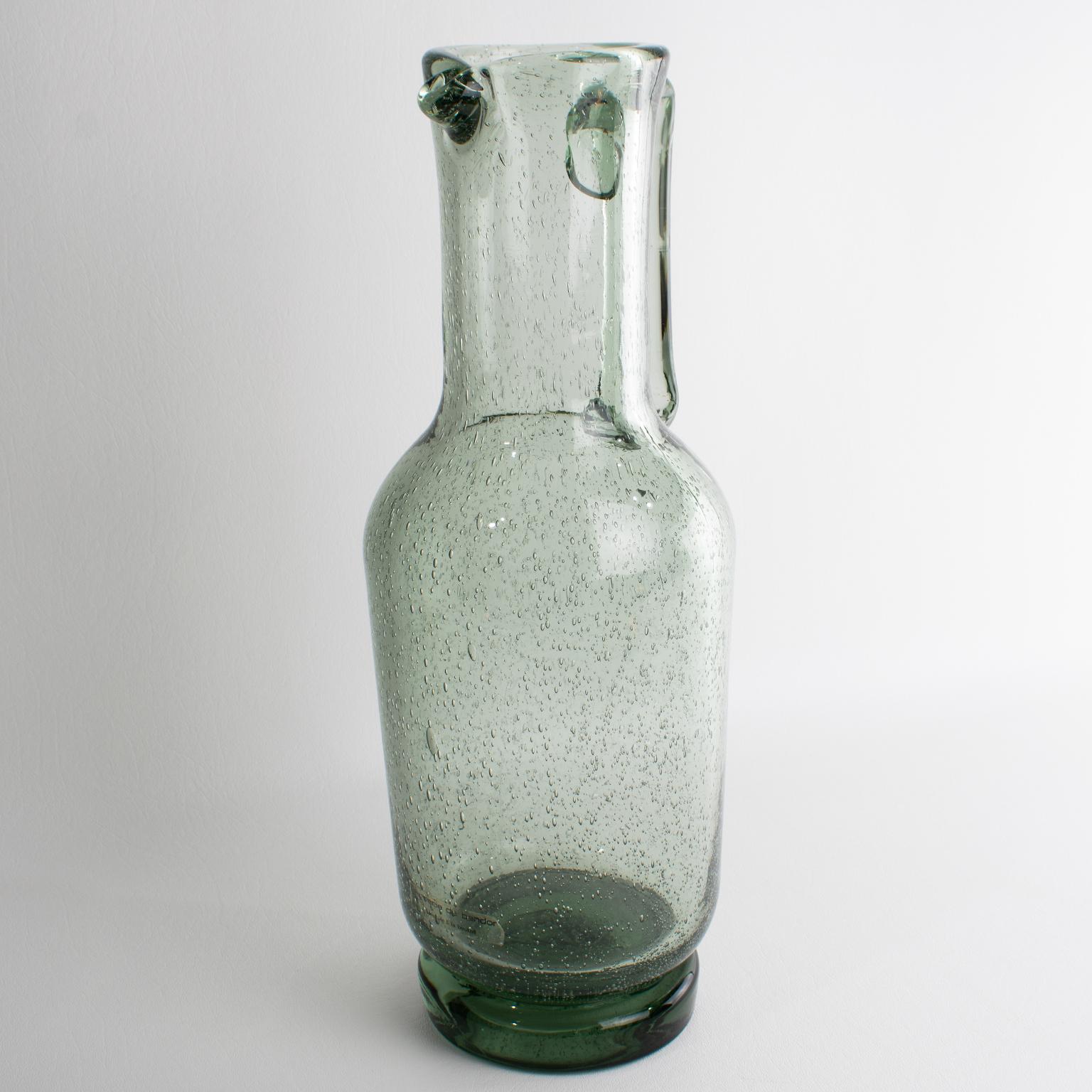 Caraffa decorativa in vetro soffiato di Verrerie de Bendor, Francia, circa 1960 in vendita 6
