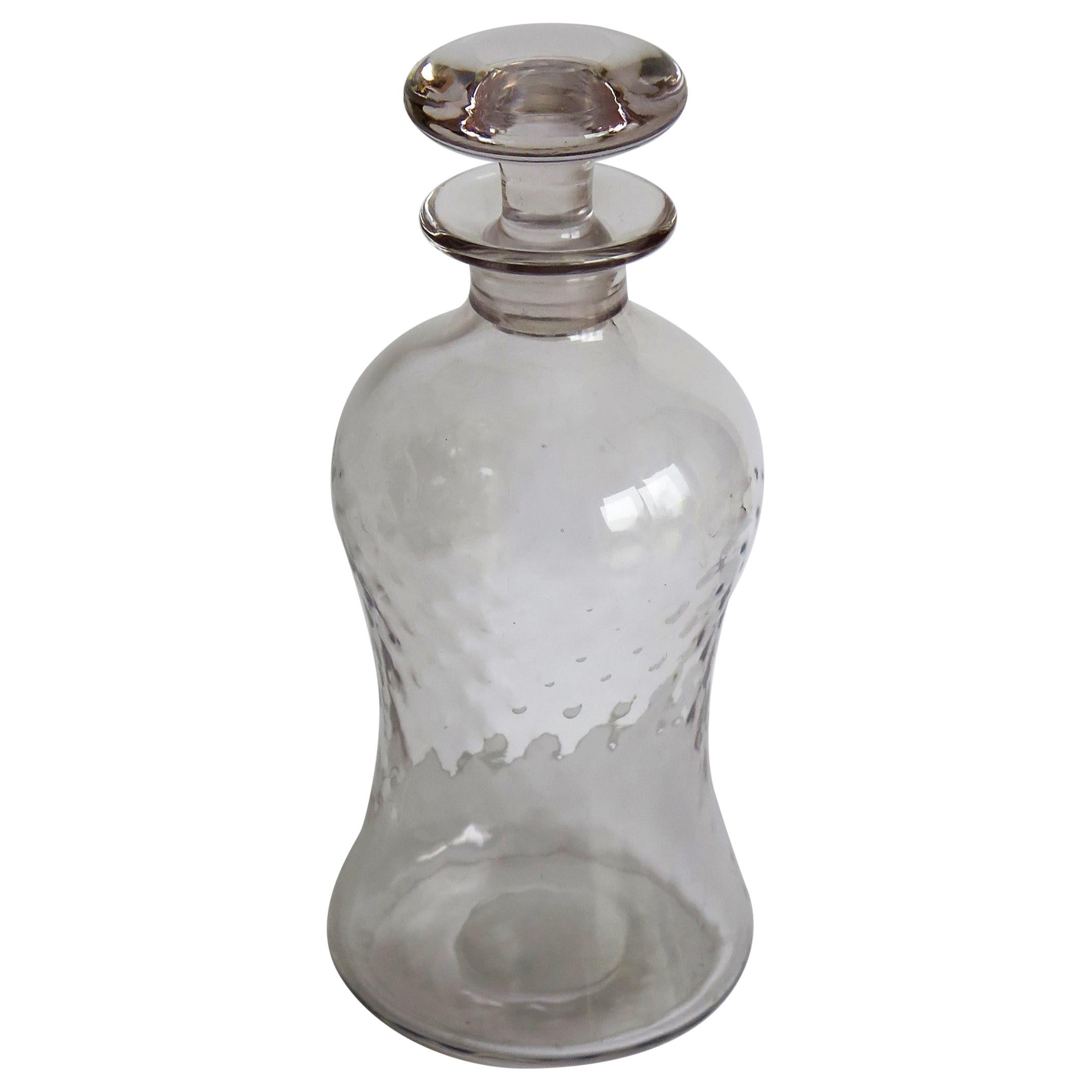 Carafe à décanter édouardienne en verre soufflé, moulée en creux avec bouchon en forme de champignon, vers 1900
