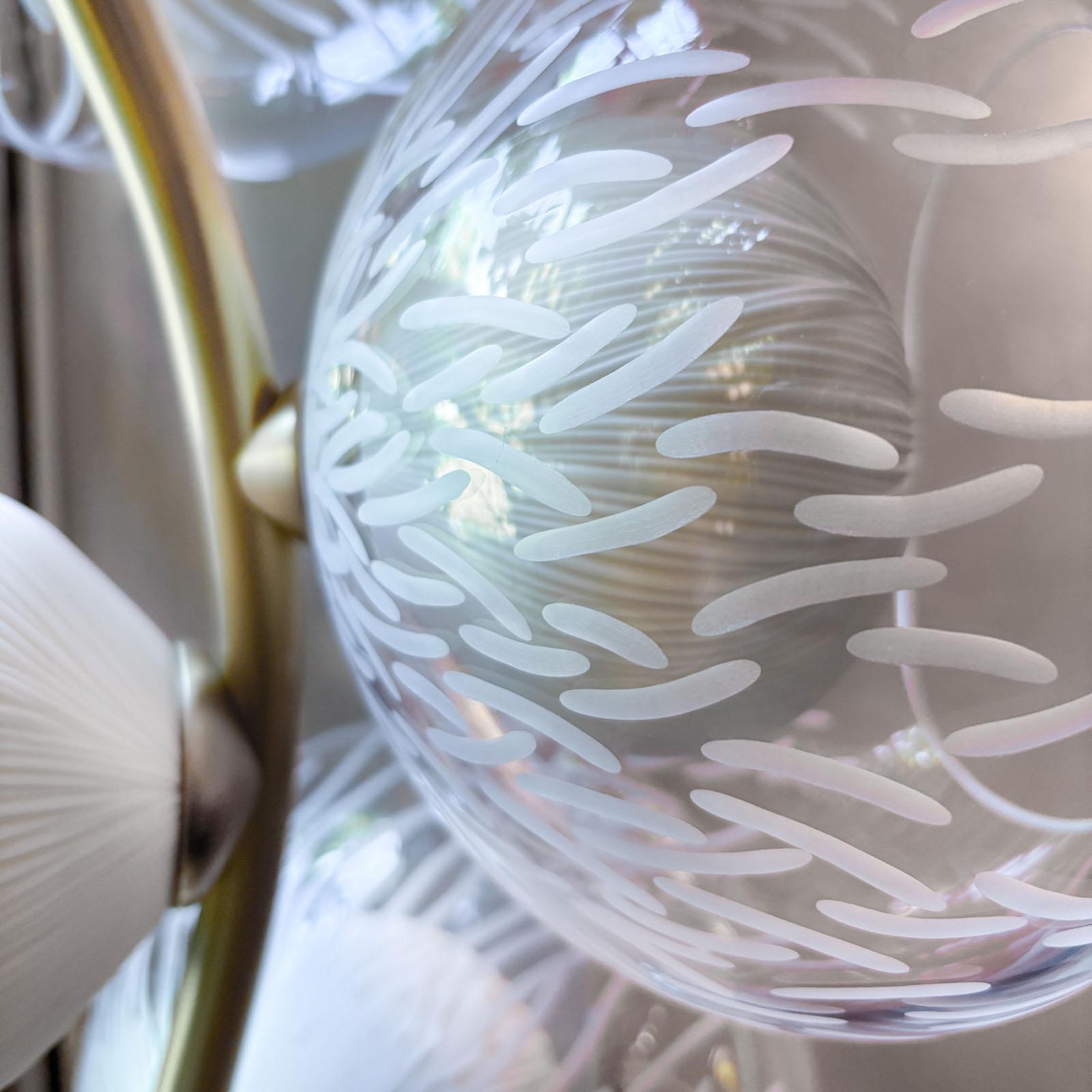 Contemporary Blown Glass, engraved Porcelain with Brass table lamp by Vezzini & Chen For Sale