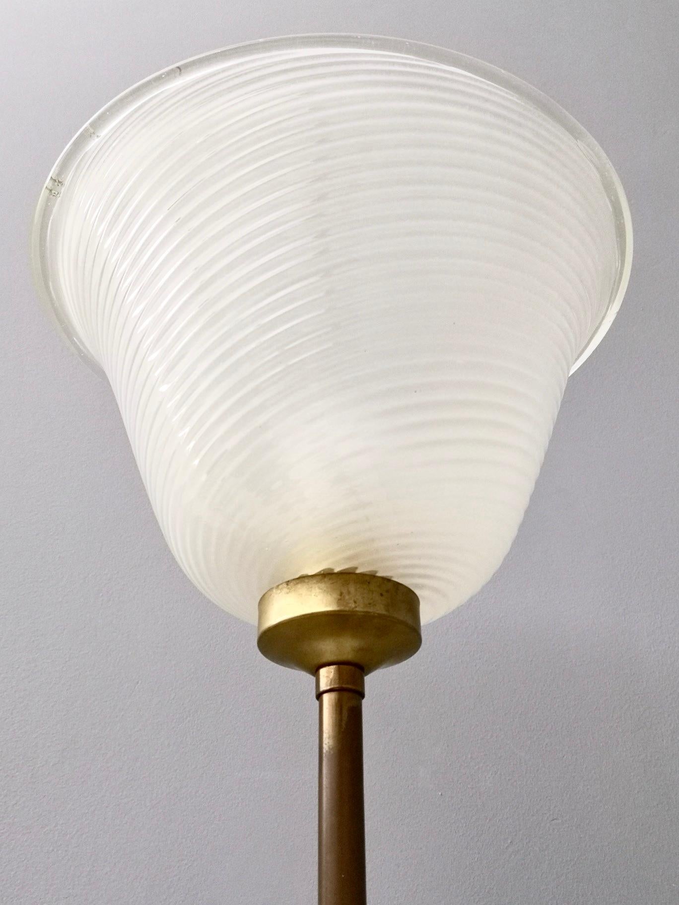 Mid-20th Century Blown Glass Floor Lamp by Seguso with a Green Alps Marble Base, Italy