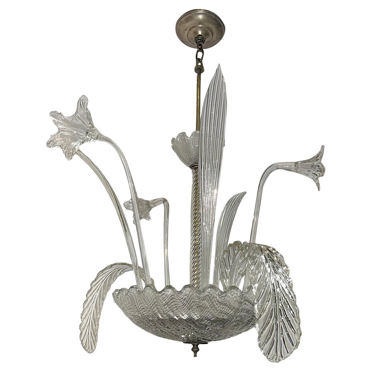 Lustre à feuillage en verre soufflé