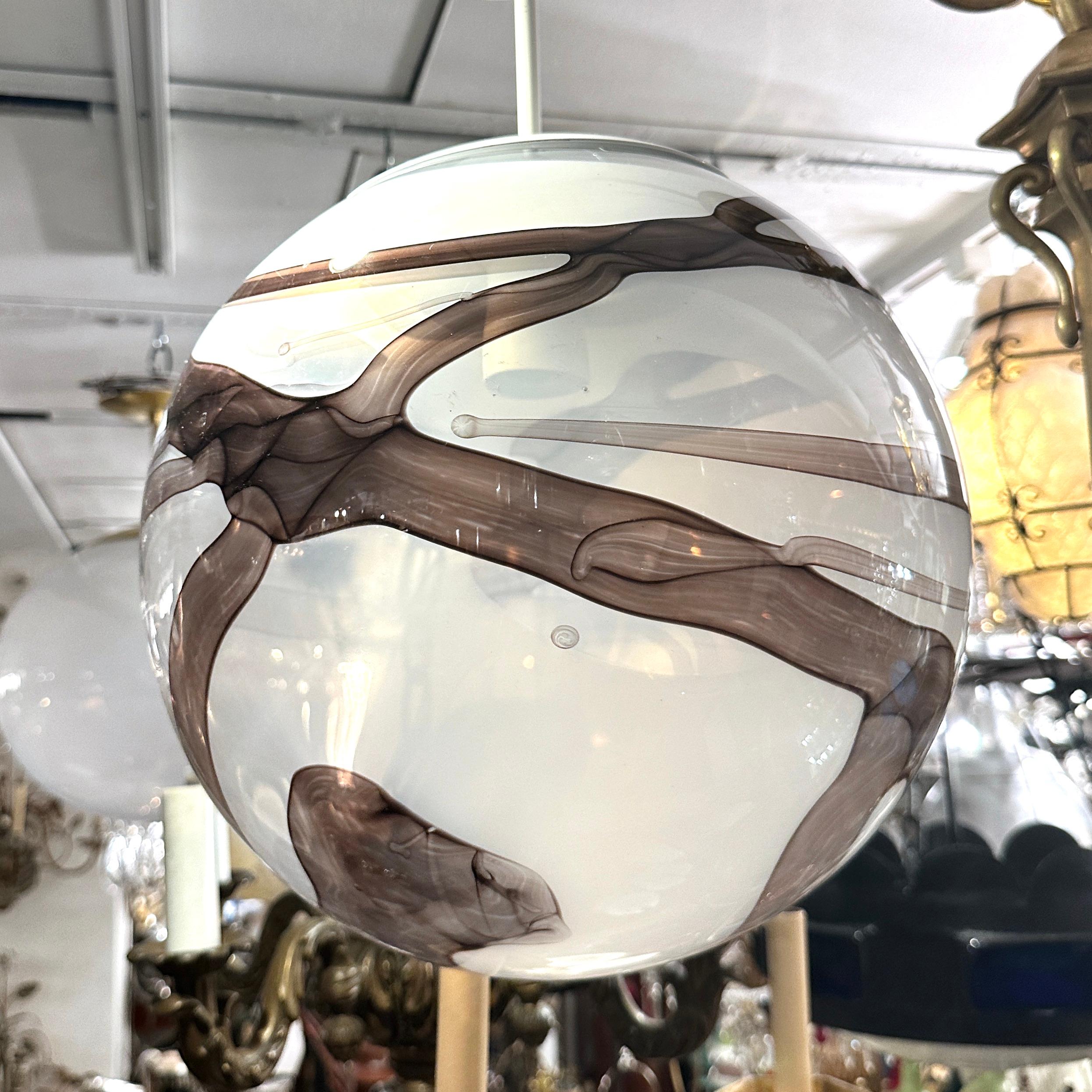 Mid-20th Century Blown Glass Globe Lantern For Sale