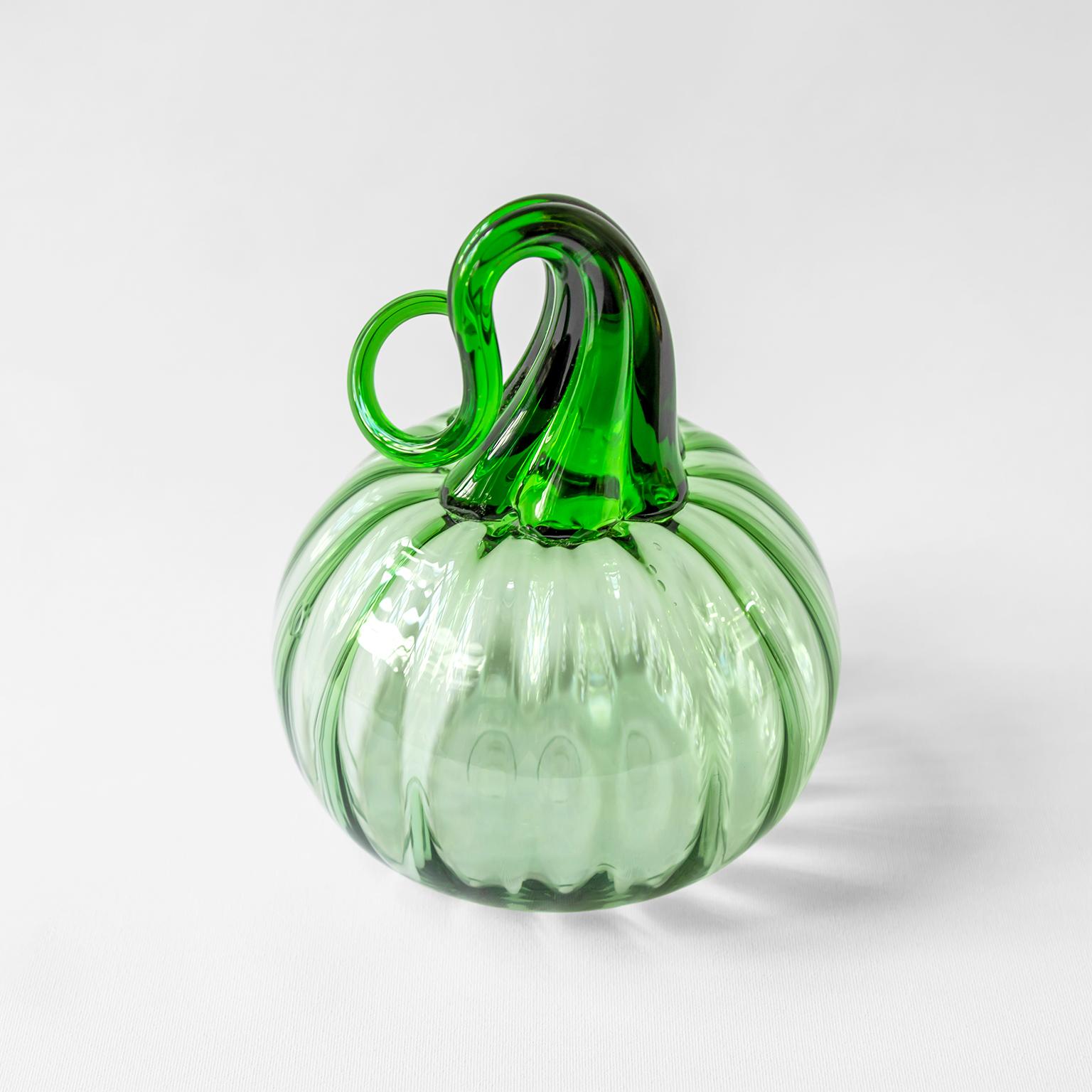 Persian Blown Glass Green Decorative Pumpkin 