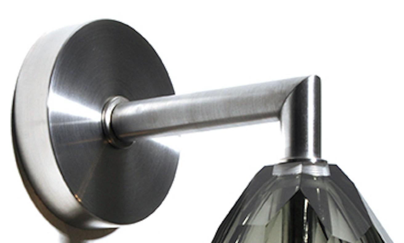 American Blown Glass Grey Facet Sconce by Studio Bel Vetro For Sale