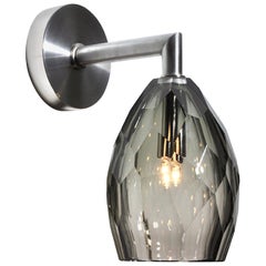 Blown Glass Grey Facet Sconce by Studio Bel Vetro