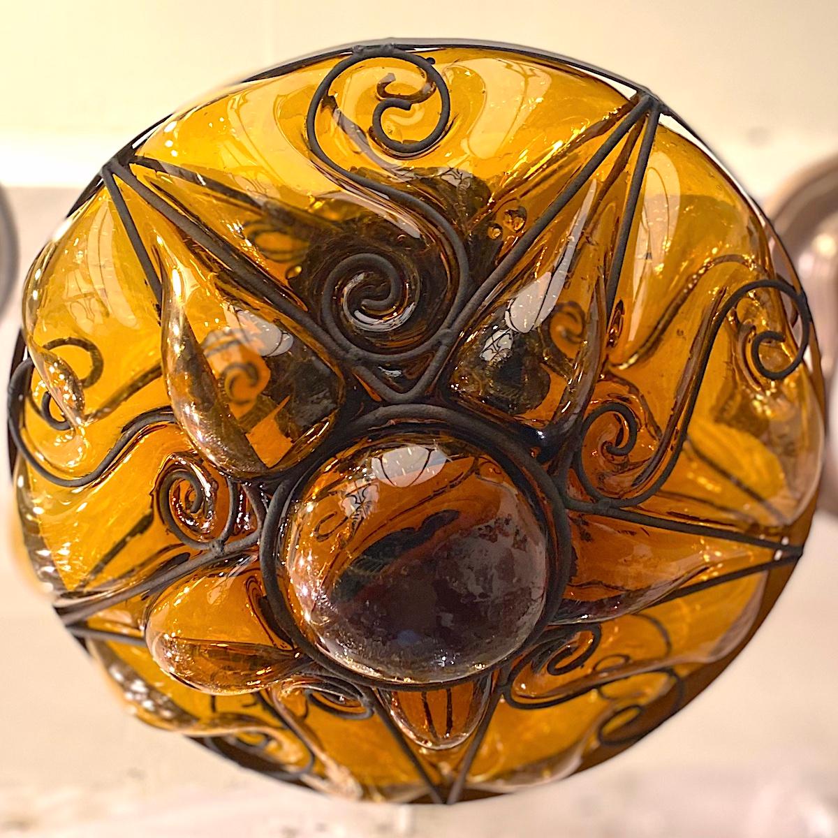 Hand-Crafted Blown Glass Lantern For Sale