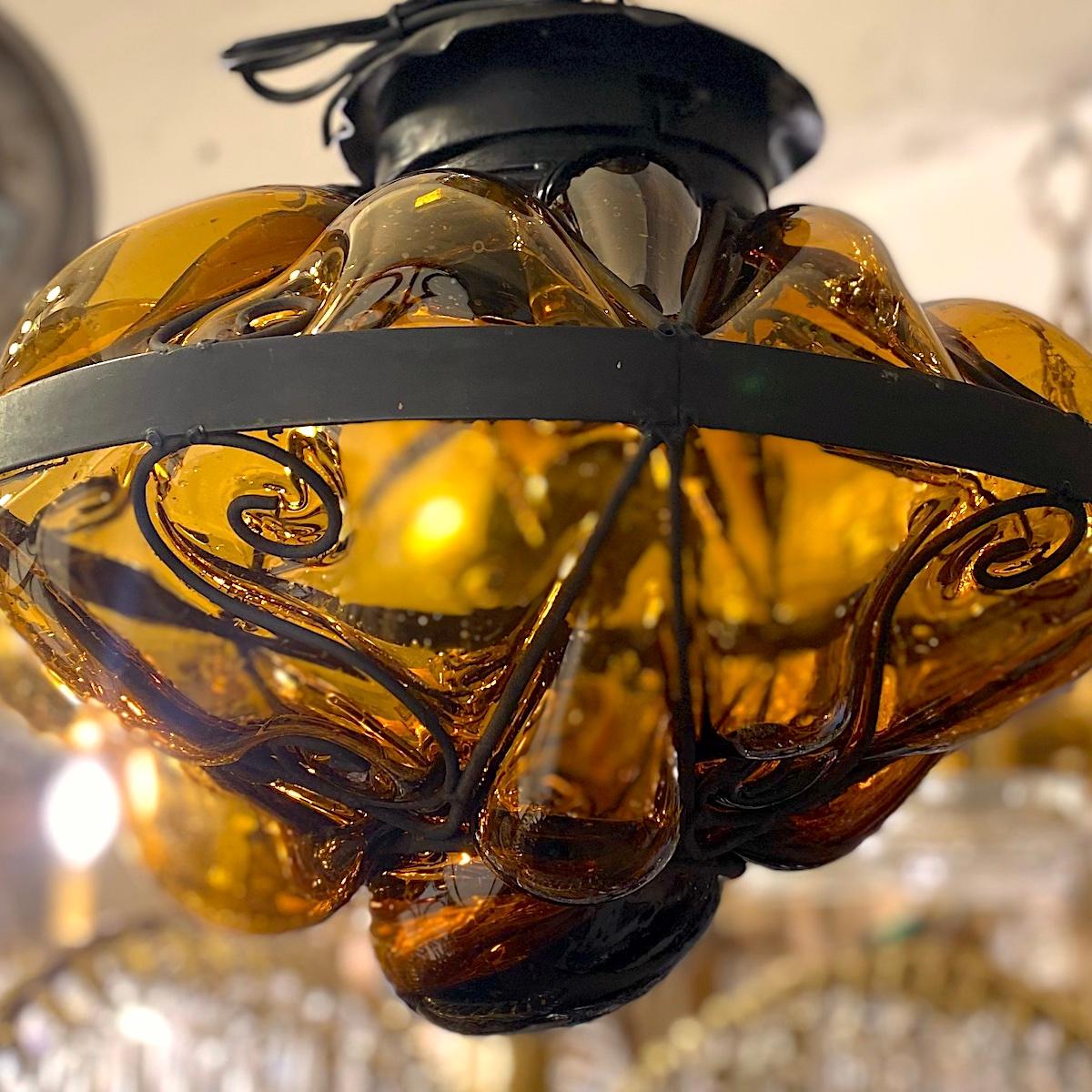 Blown Glass Lantern In Good Condition For Sale In New York, NY
