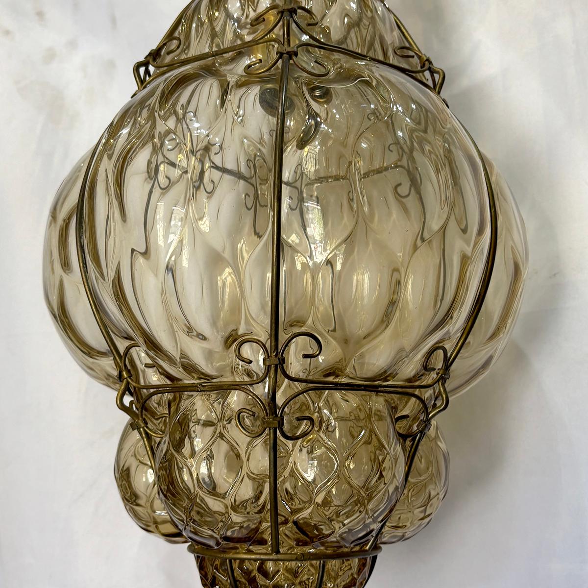 Laterne aus geblasenem Murano-Glas (Vergoldet) im Angebot