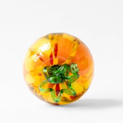 Blown Glass Orange Decorative Pumpkin