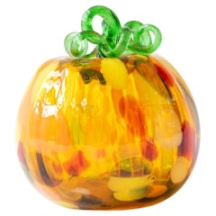 Blown Glass Orange Decorative Pumpkin