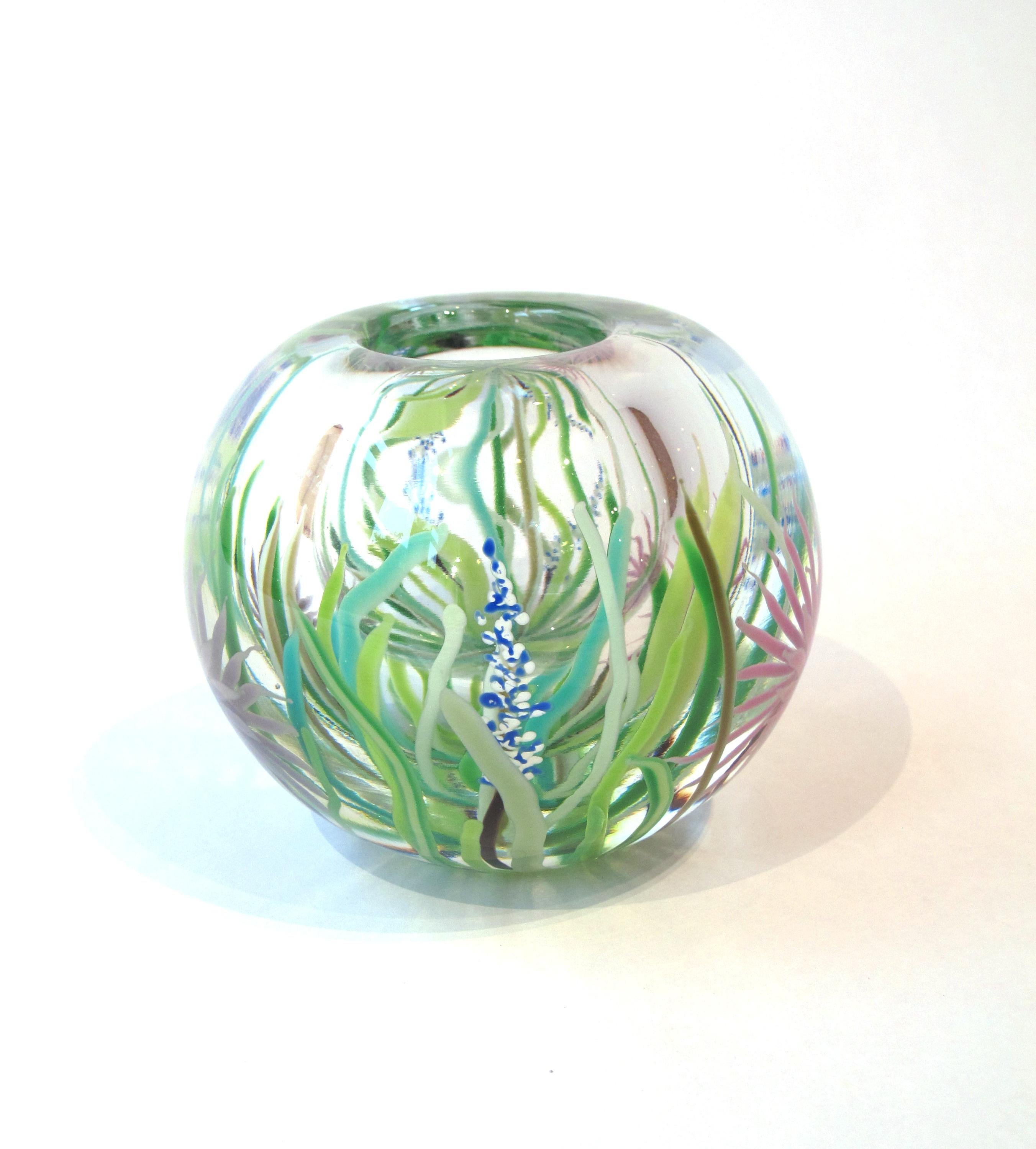 Blown Glass Paperweight Vase by David R. Huchthausen, 1980 For Sale 1
