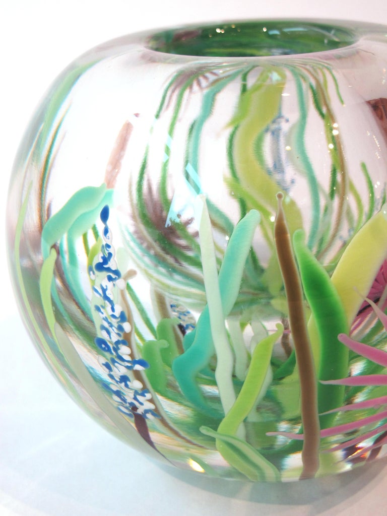 Blown Glass Paperweight Vase by David R. Huchthausen, 1980 For Sale at