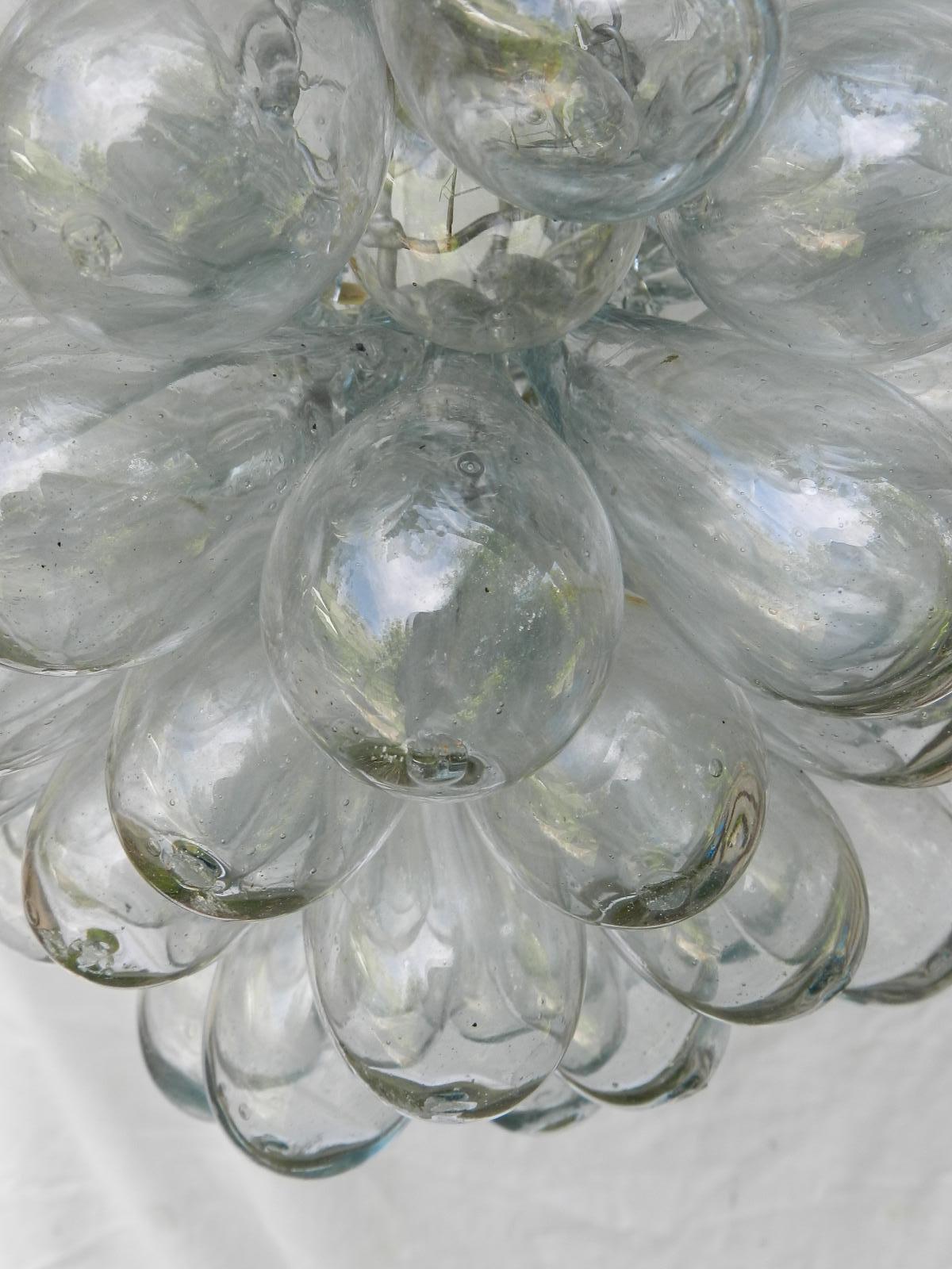 Mid-Century Modern Lampe pendante en verre soufflé Vintage Midcentury Verre soufflé à la main Bubble Glass