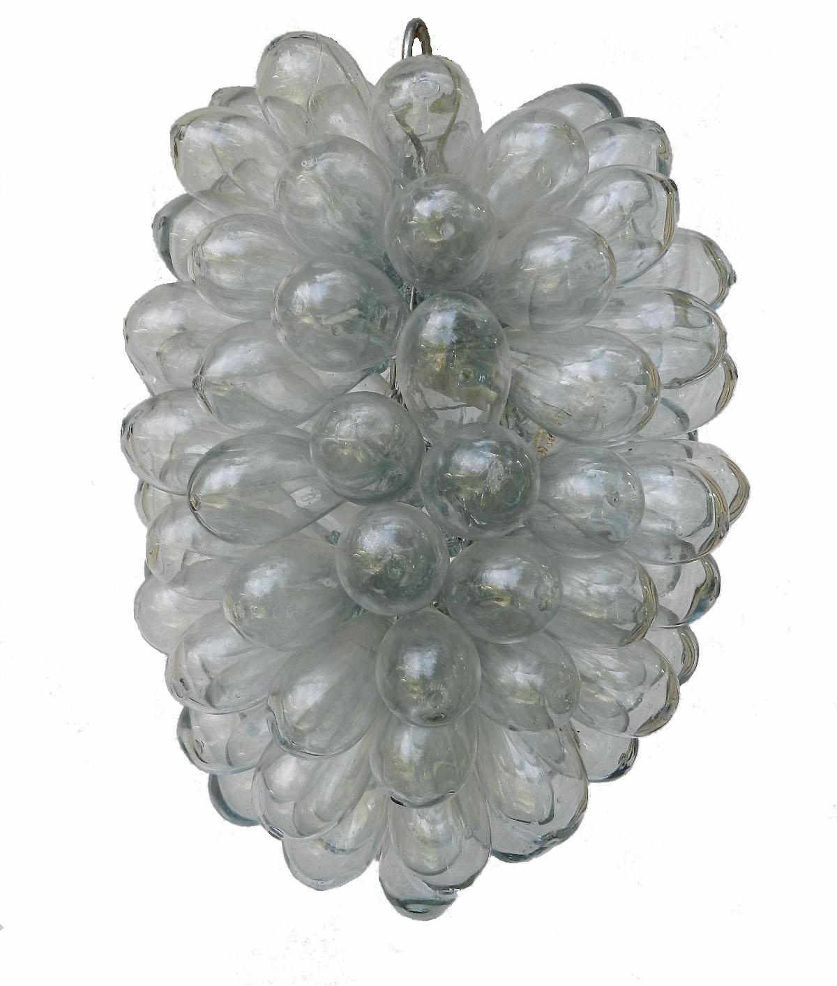 Lampe pendante en verre soufflé Vintage Midcentury Verre soufflé à la main Bubble Glass Bon état à Mimizan, FR
