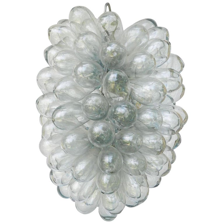 Clear Bubble Glass Pendant Light blown glass pendant light vintage midcentury handblown bubble glass for sale
