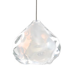 Small Opaline White Happy Pendant Light, Hand Blown Glass - Made to Order