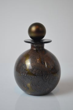 Blown Glass Perfume Bottle in Black, Copper & Gold by Isle of Wight Studio