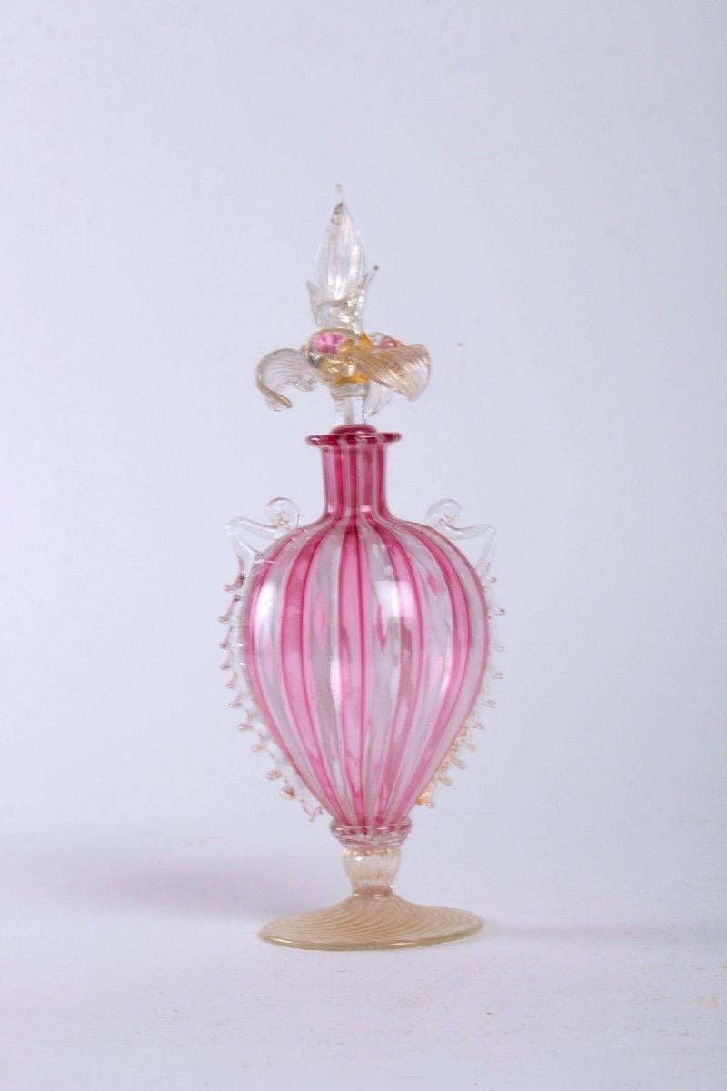 Art Nouveau Blown Glass Perfume Bottle, Murano