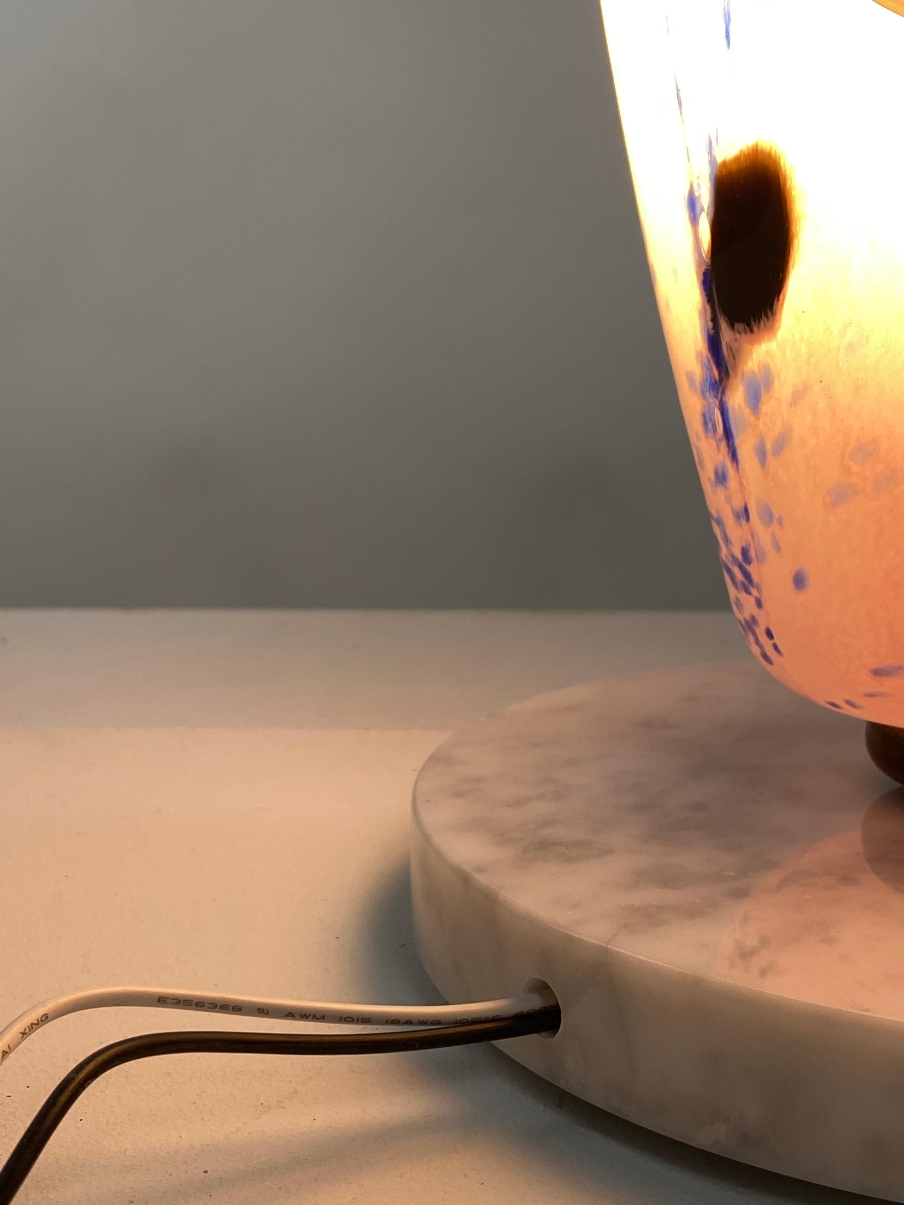 Blown Glass Pink and Blue, Marble, Table Lamp Light, 21st Century by Mattia Biagi 5