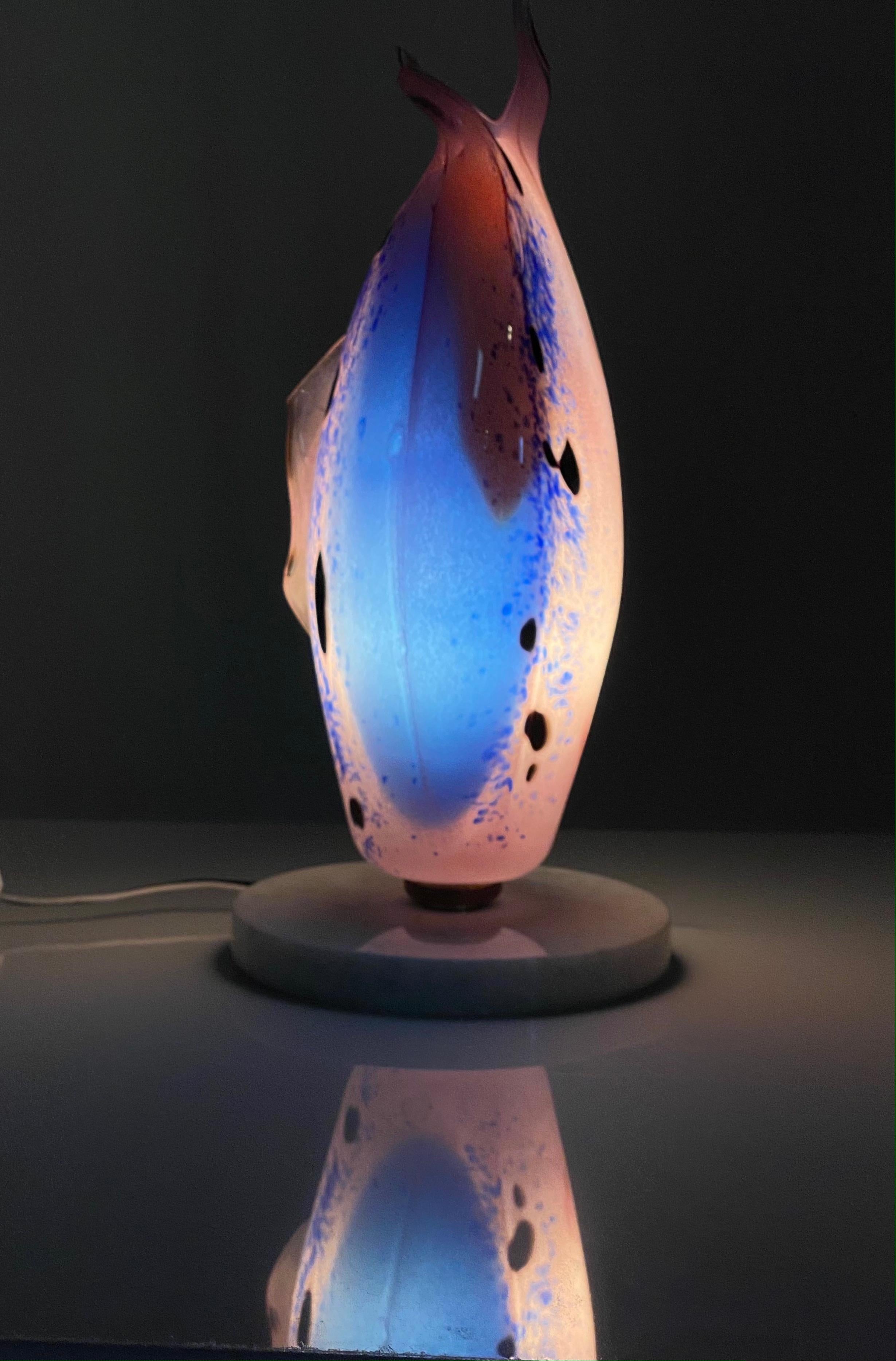 Blown Glass Pink and Blue, Marble, Table Lamp Light, 21st Century by Mattia Biagi 6