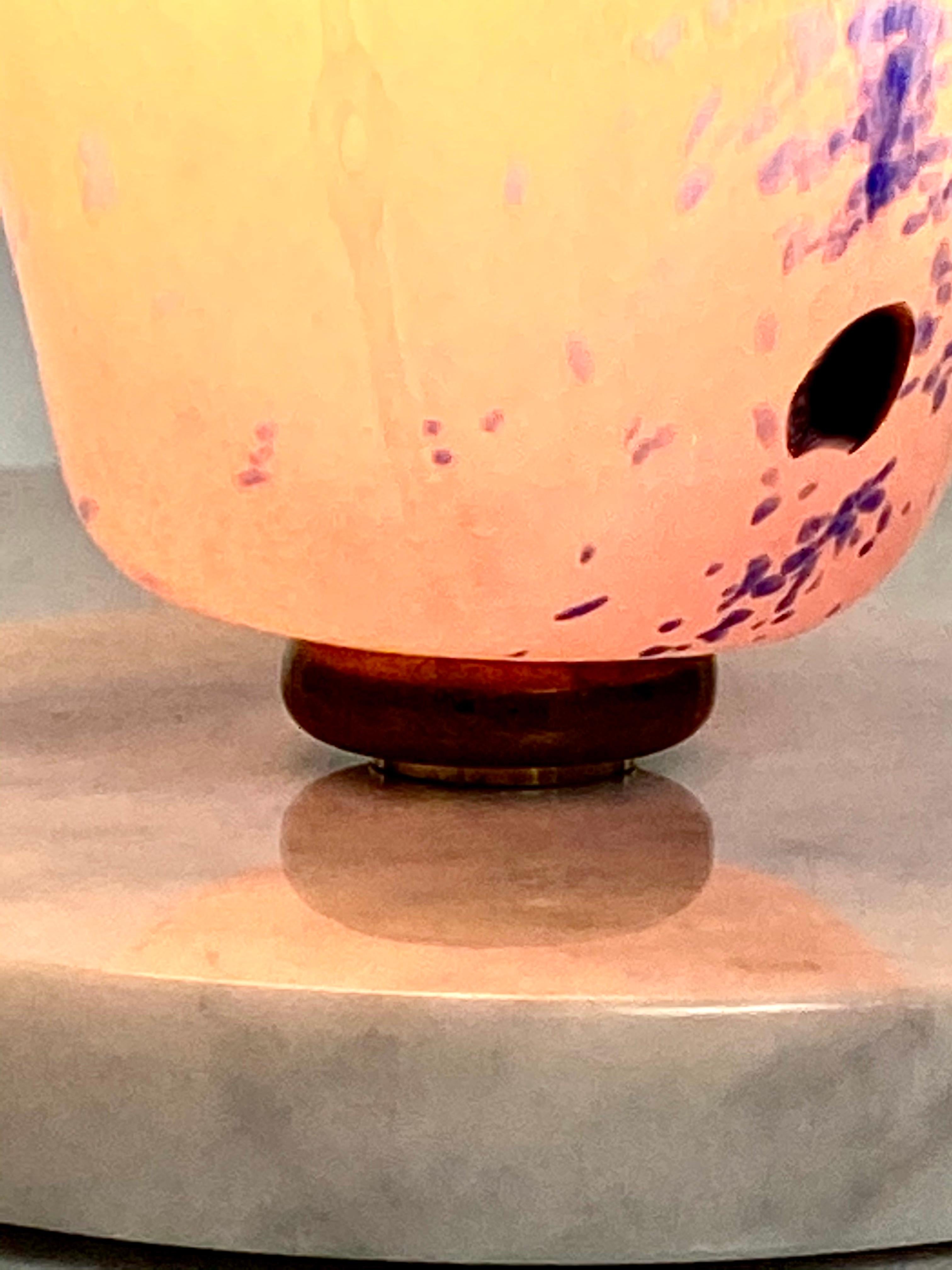 Blown Glass Pink and Blue, Marble, Table Lamp Light, 21st Century by Mattia Biagi 1