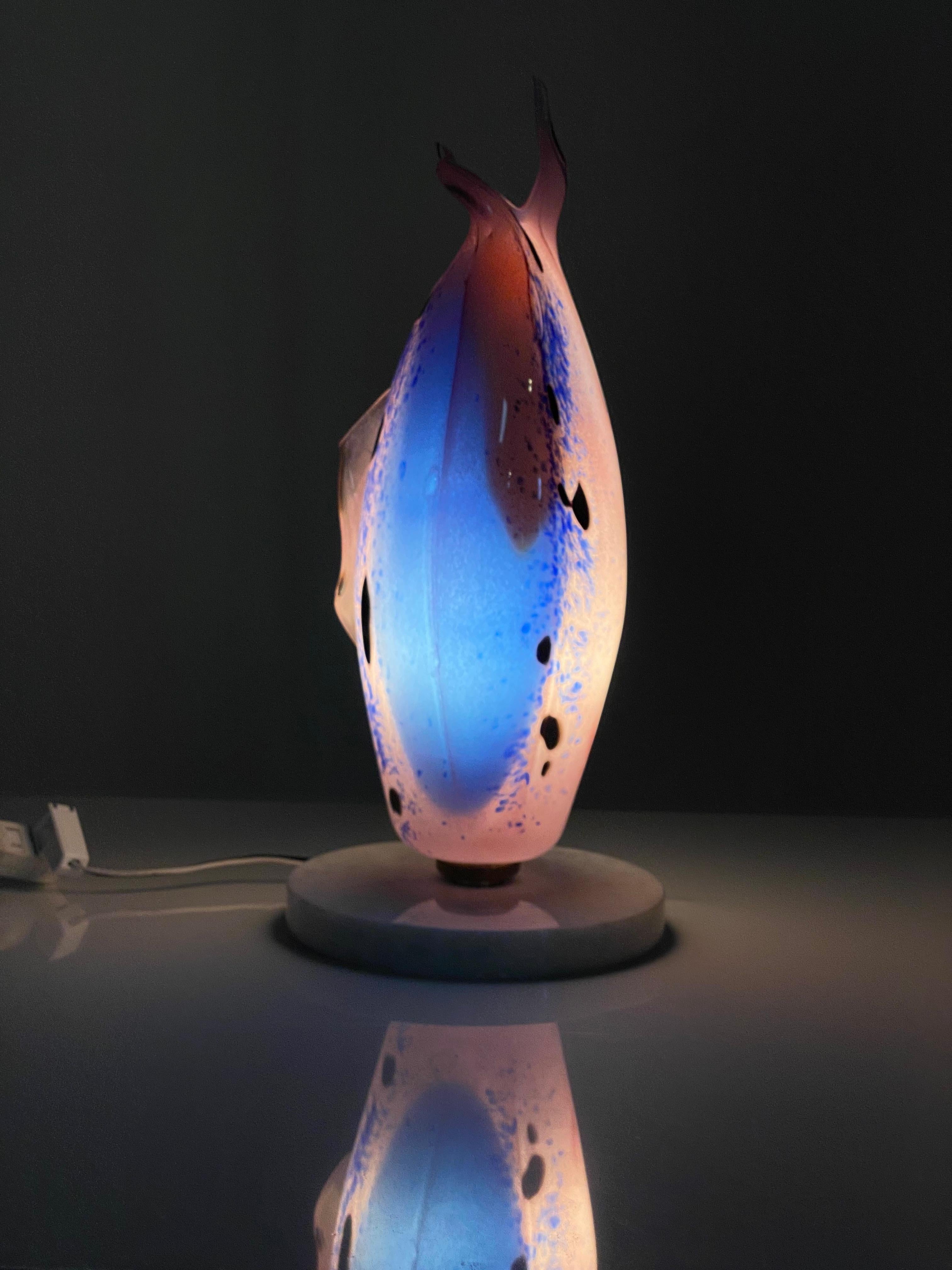 Blown Glass Pink and Blue, Marble, Table Lamp Light, 21st Century by Mattia Biagi 4