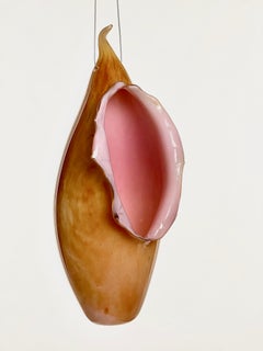 Blown Glass Pink and Orange Lamp Pendent Light, 21st Century by Mattia Biagi