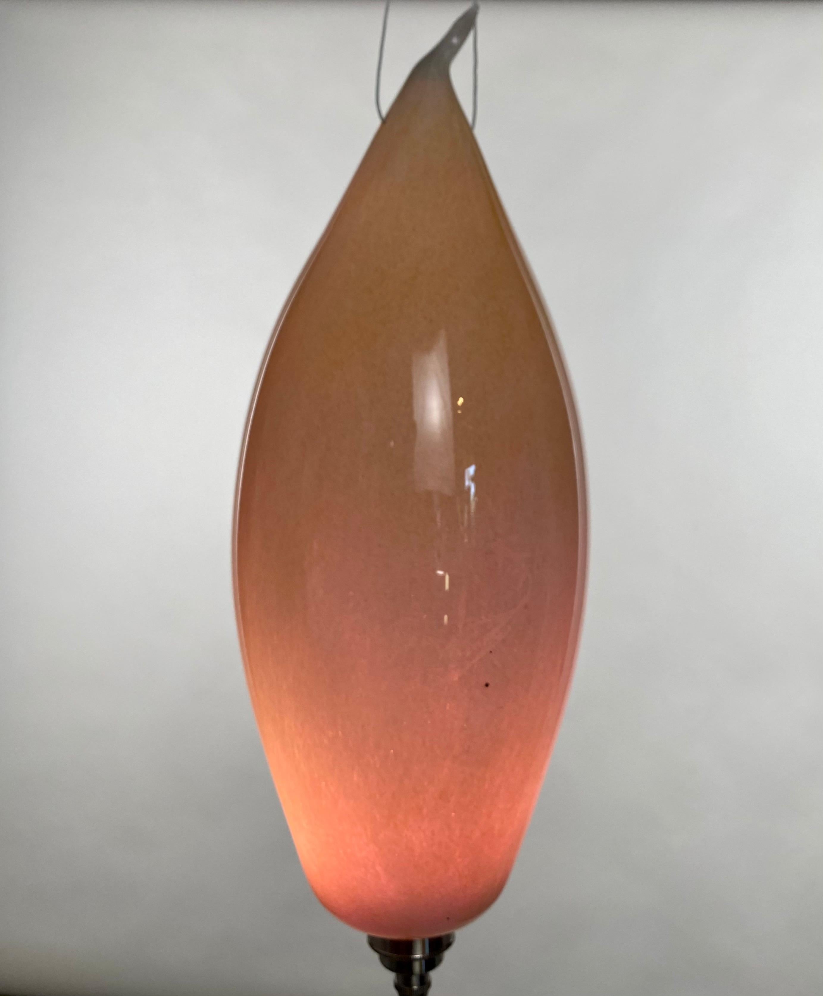 XXIe siècle et contemporain Lampe à suspension en verre soufflé rose et orange, XXIe siècle, Mattia Biagi en vente