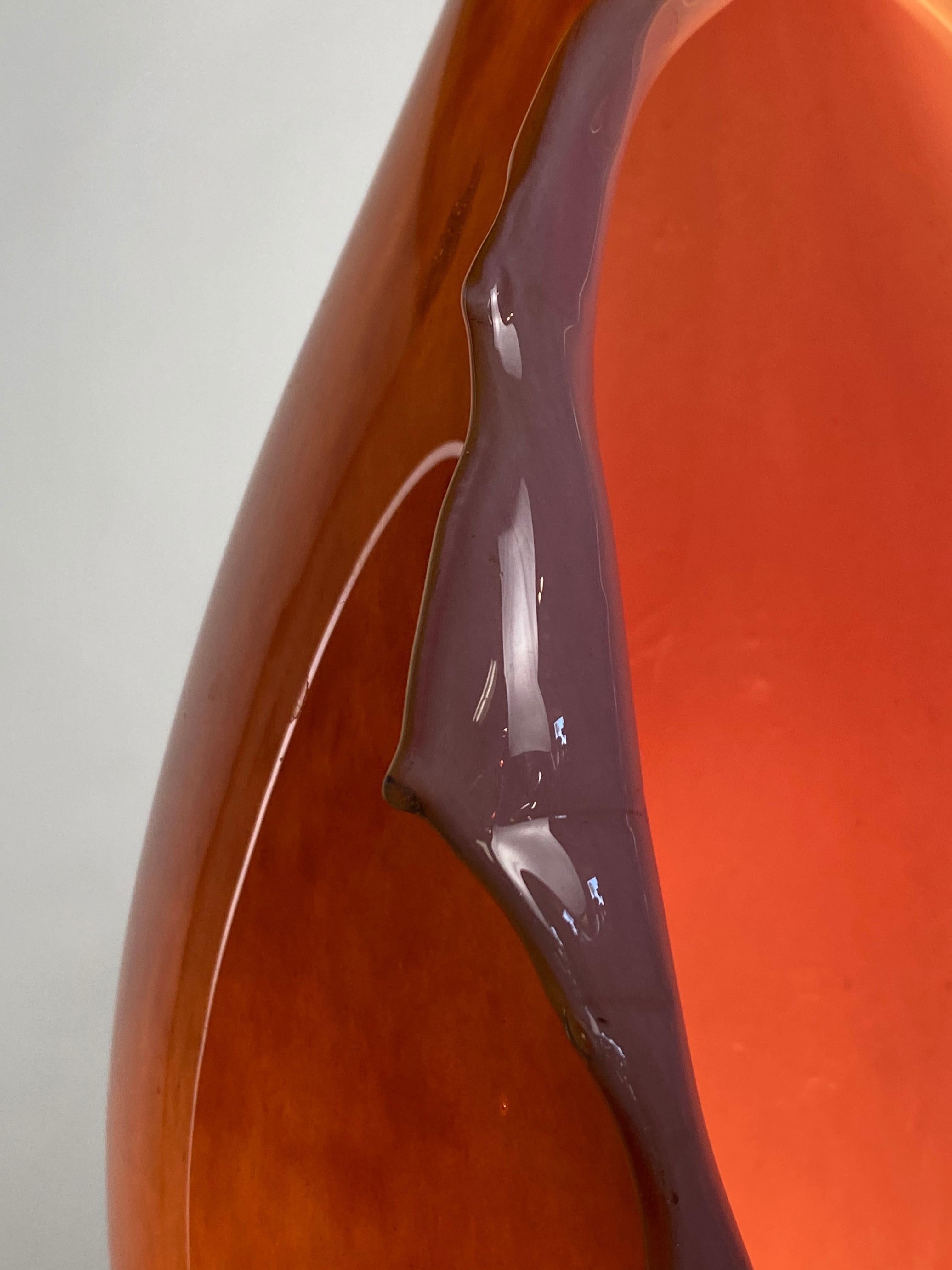 XXIe siècle et contemporain Lampe à suspension en verre soufflé rose et orange, XXIe siècle, Mattia Biagi en vente