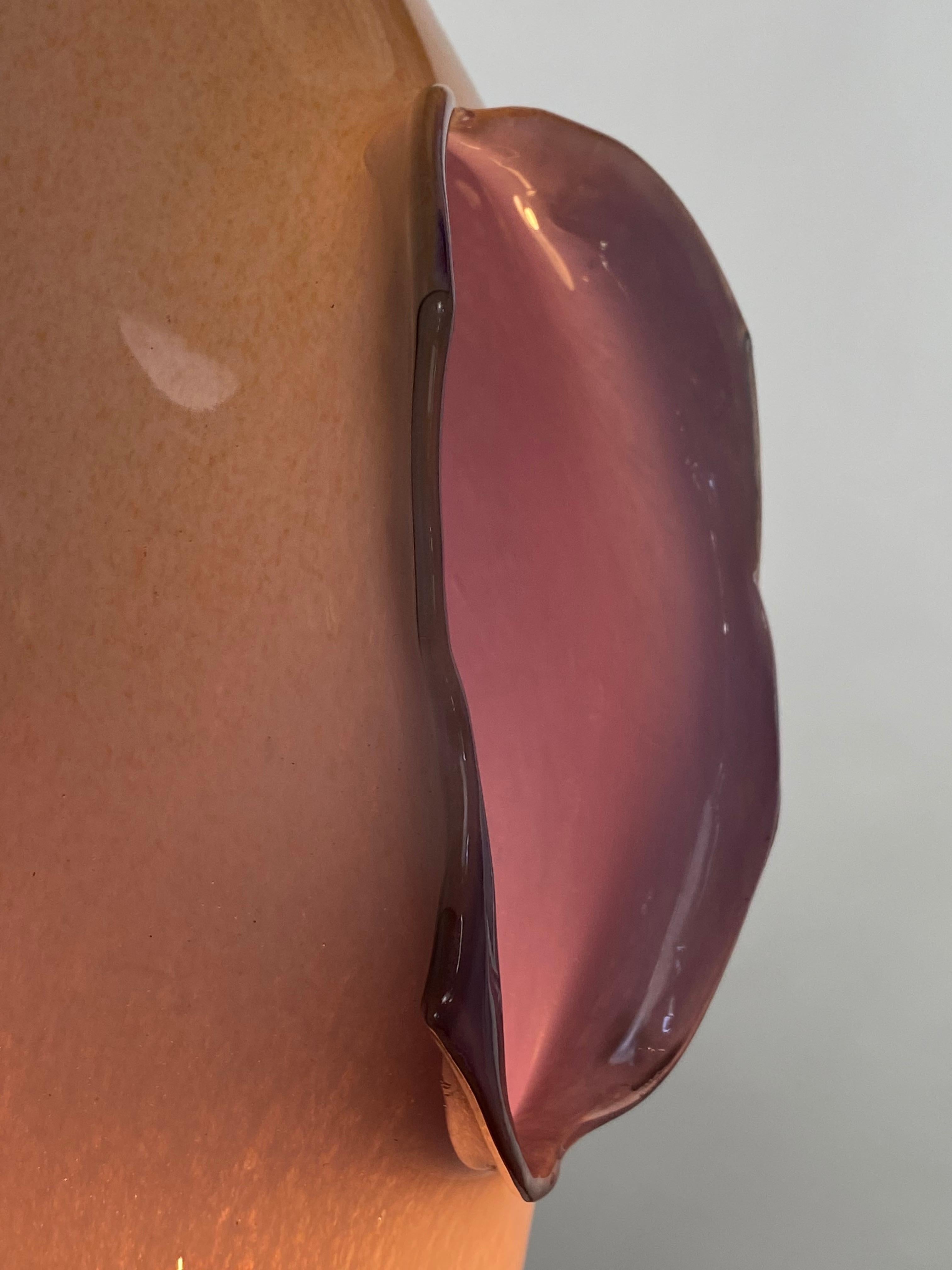 Lampe à suspension en verre soufflé rose et orange, XXIe siècle, Mattia Biagi en vente 4