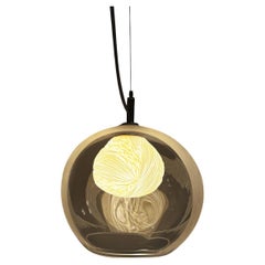 Blown glass, porcelain engraved scultptural mini pendant light by Vezzini & Chen