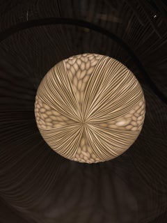 Blown glass, porcelain engraved scultptural XL pendant light by Vezzini & Chen