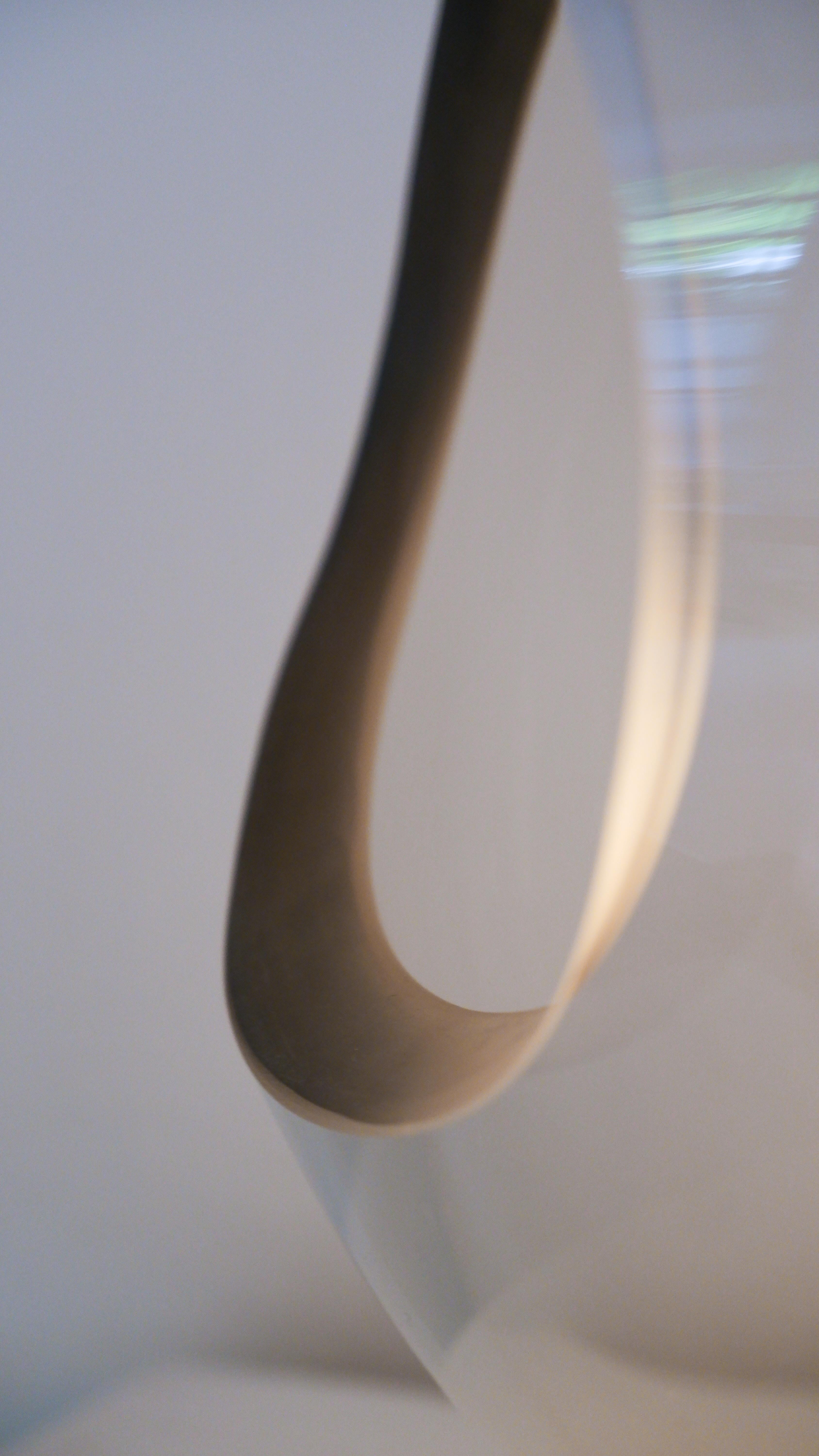 English Blown Glass, Porcelain engraved with brushed Brass table light by Vezzini & Chen For Sale