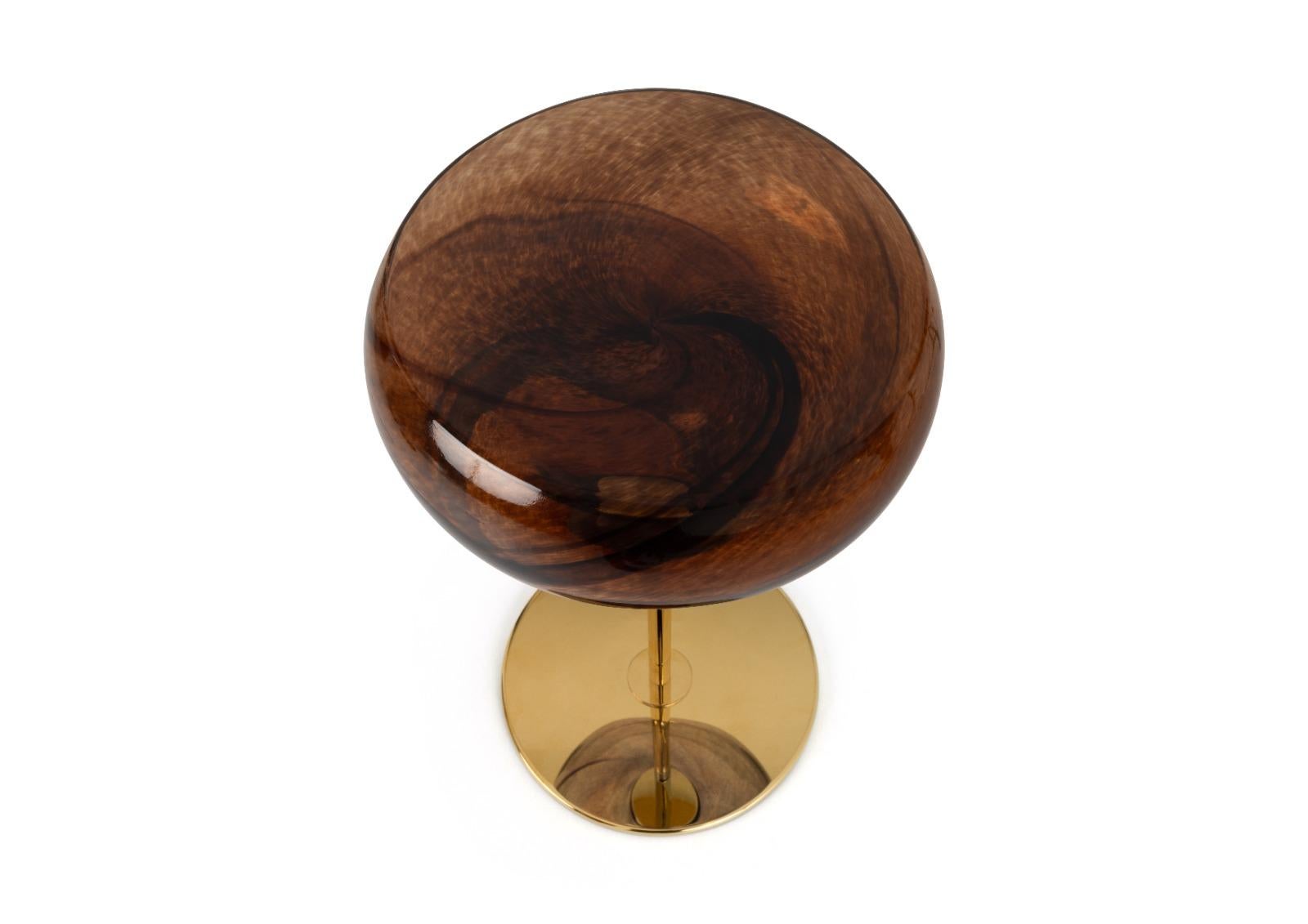 Moderne Table d'appoint en verre, base plaquée titane, Lollipop en vente