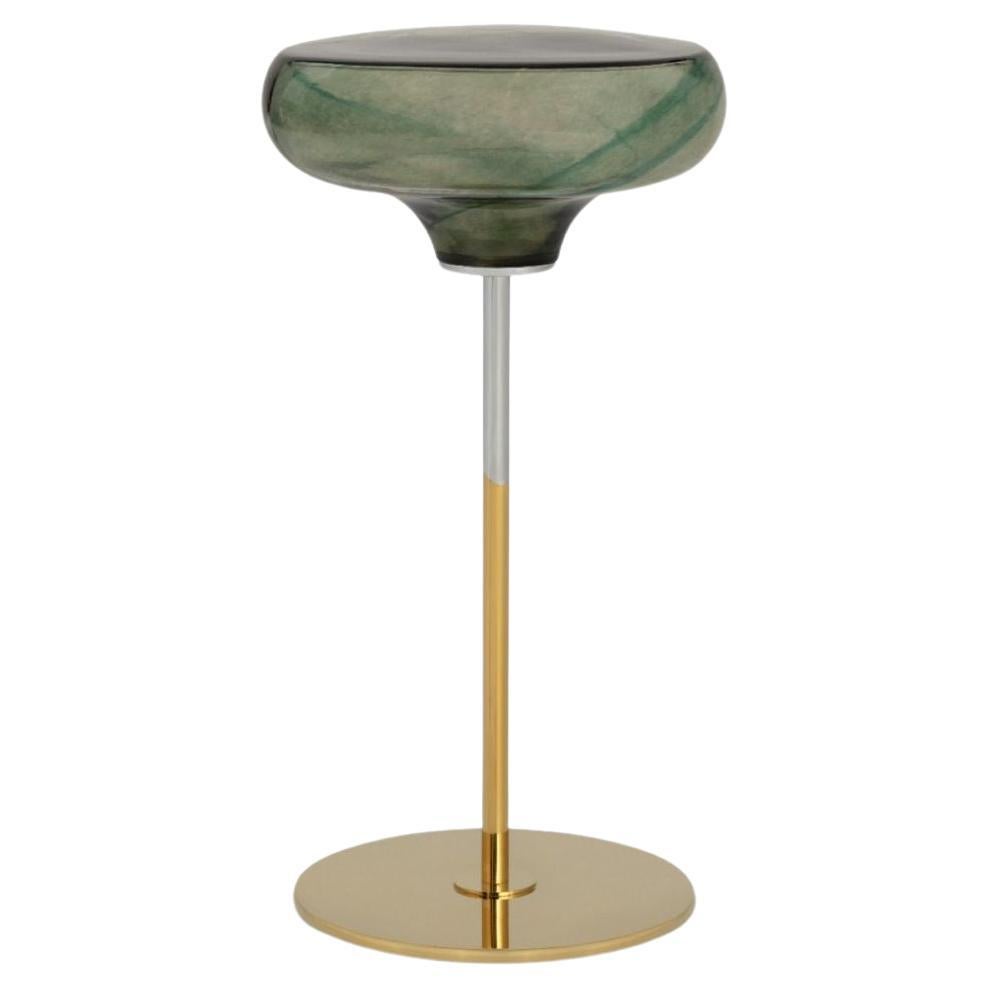 Glass Side Table, Titanium Plated Base, Lollipop For Sale