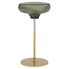 Table d'appoint en verre, base plaquée titane, Lollipop