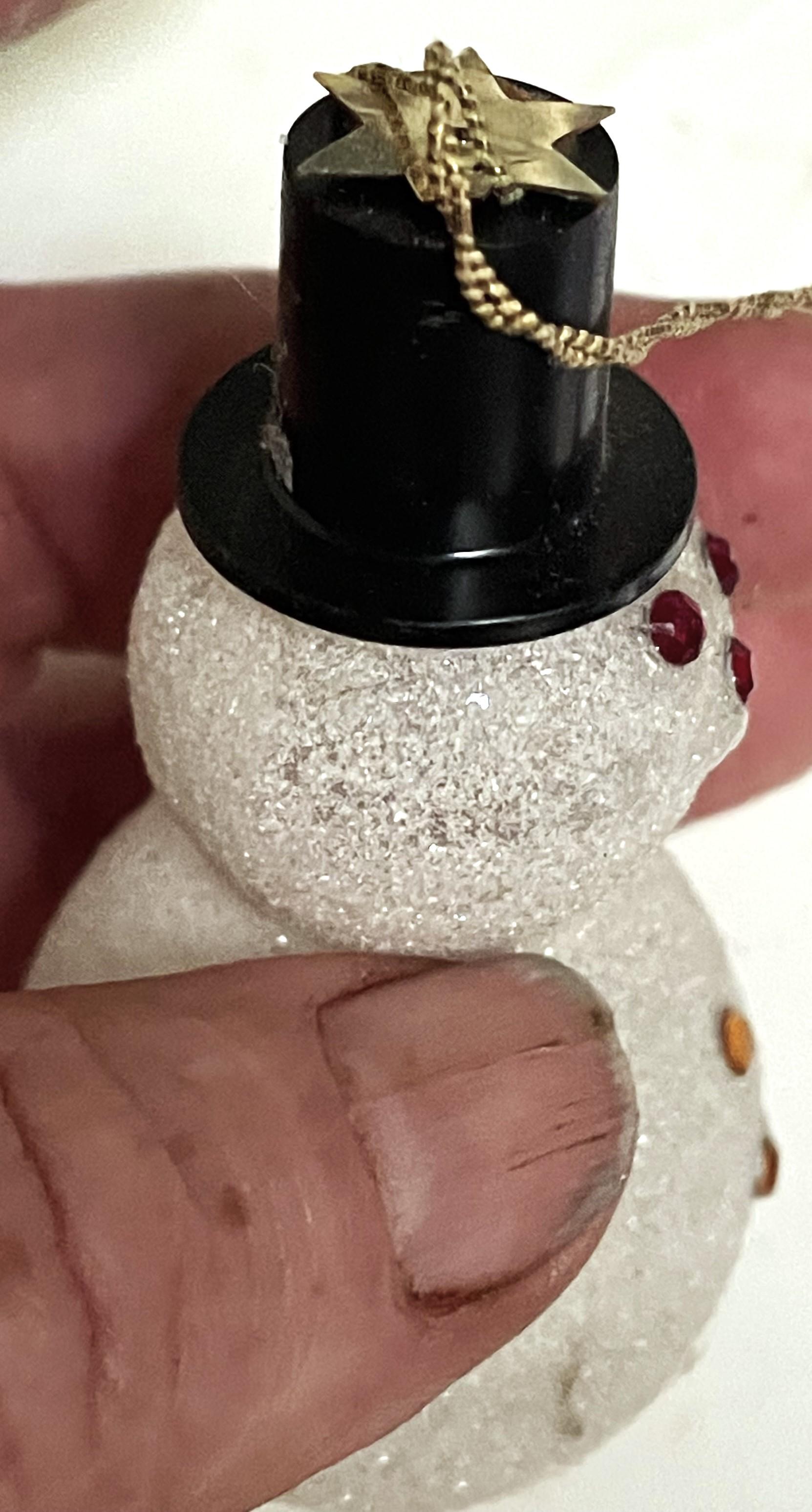 Blown Glass Snowman w/ Top Hat Christmas Tree Ornament For Sale 5