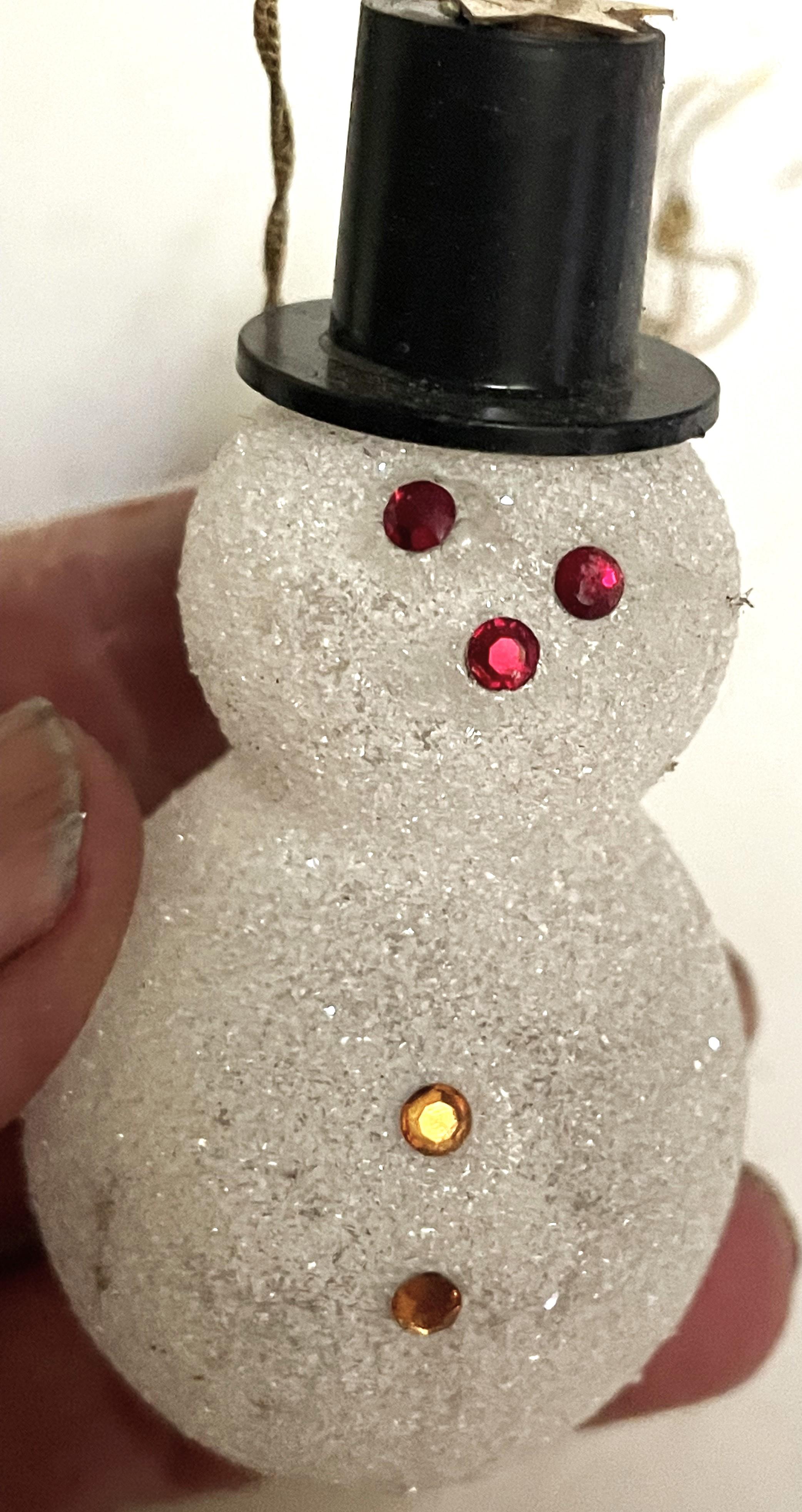 Unknown Blown Glass Snowman w/ Top Hat Christmas Tree Ornament For Sale