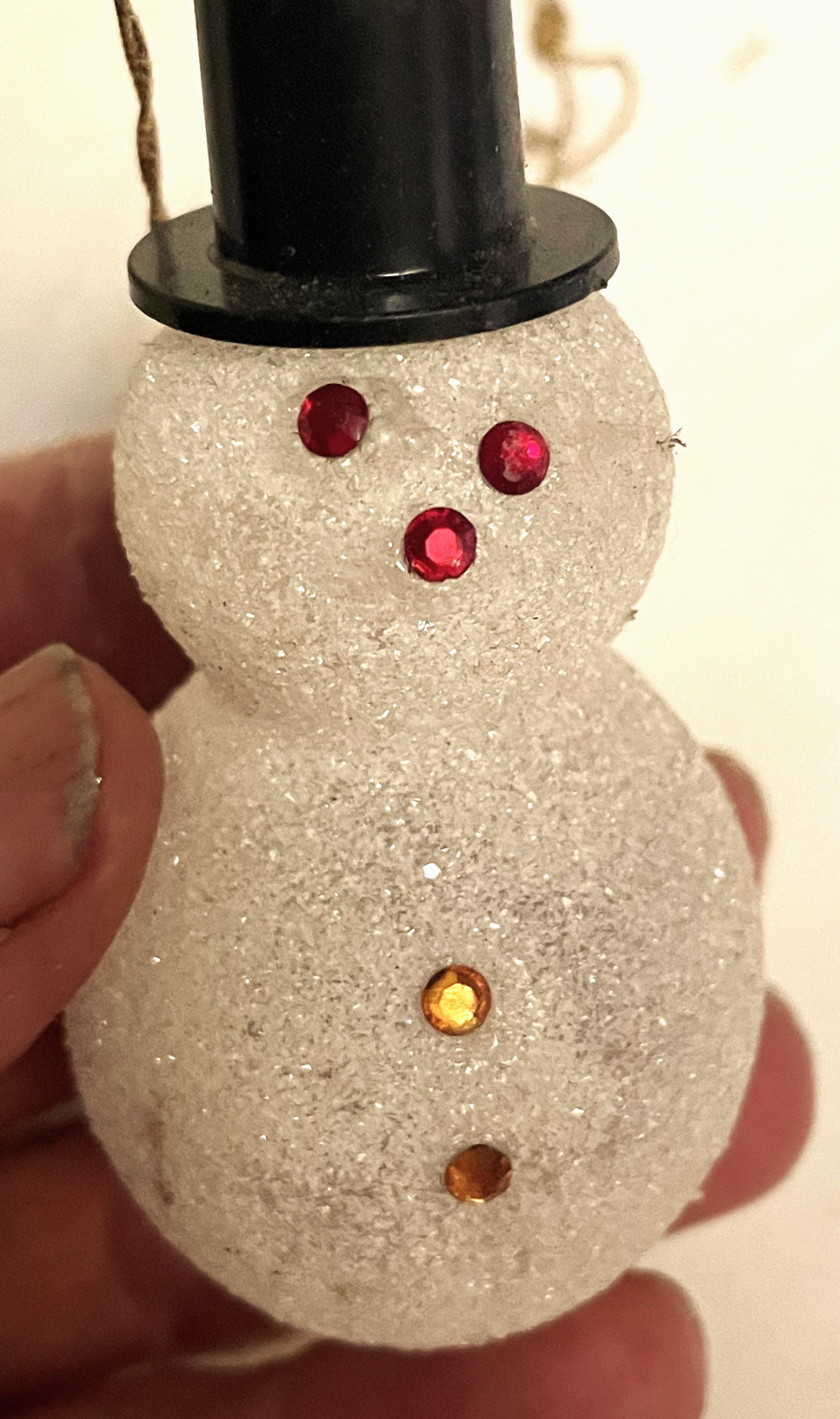 20th Century Blown Glass Snowman w/ Top Hat Christmas Tree Ornament For Sale