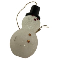 Adorno navideño de cristal soplado Muñeco de nieve con sombrero de copa